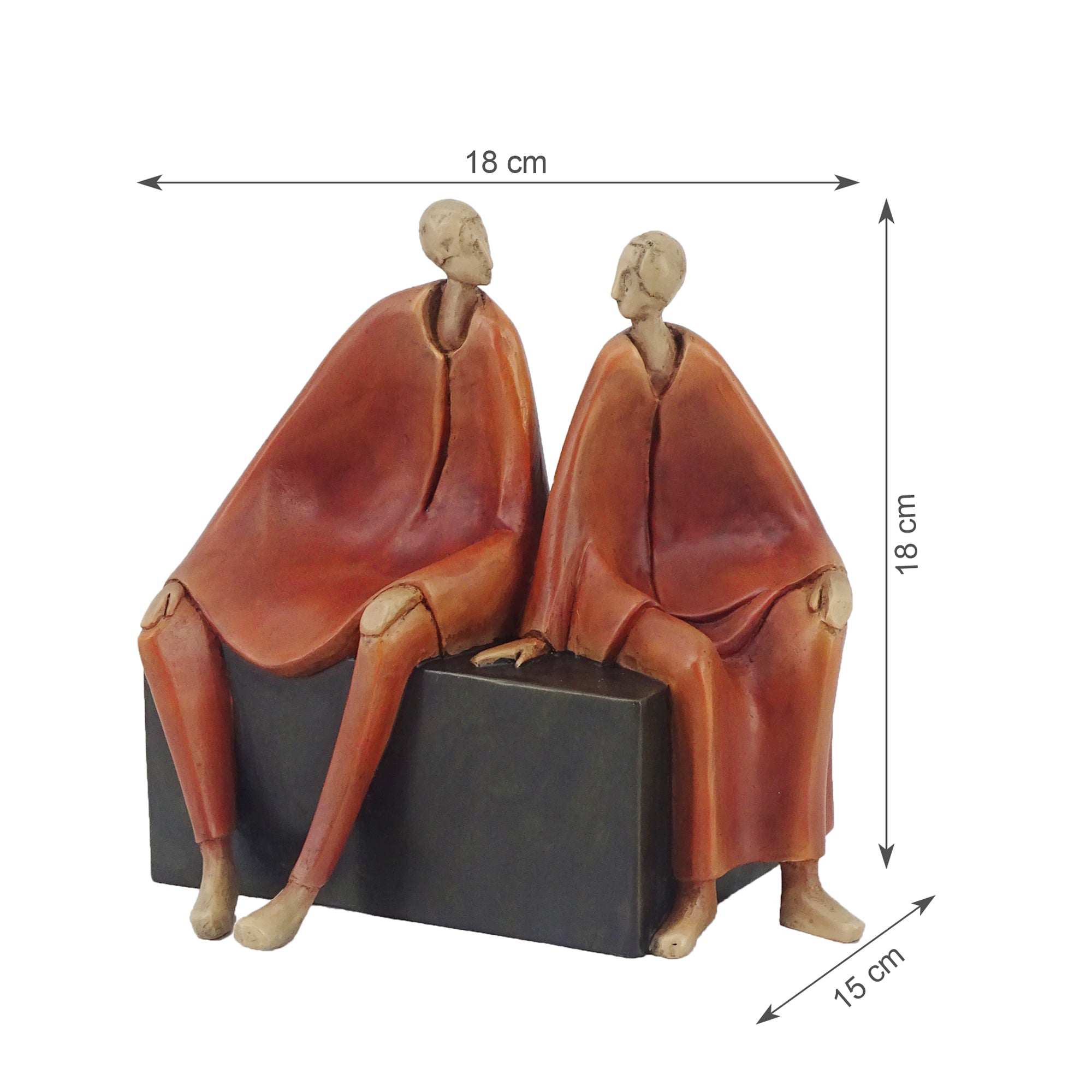 Alpine Polyresin Men Sitting On Bench 18 Cm in Brown Colour
