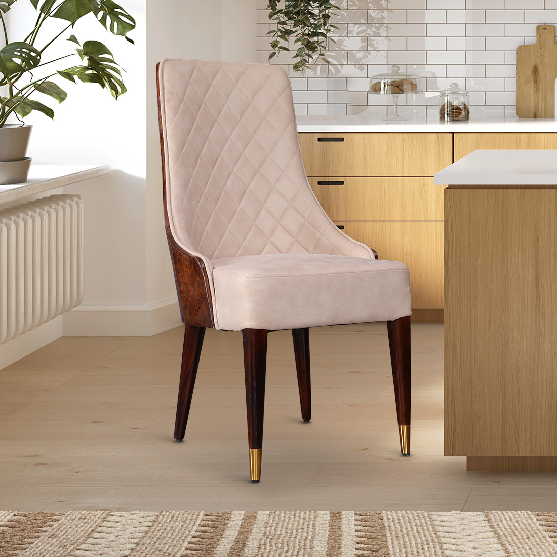 Delphine Dining Chair Set of 2 in Walnut Colour