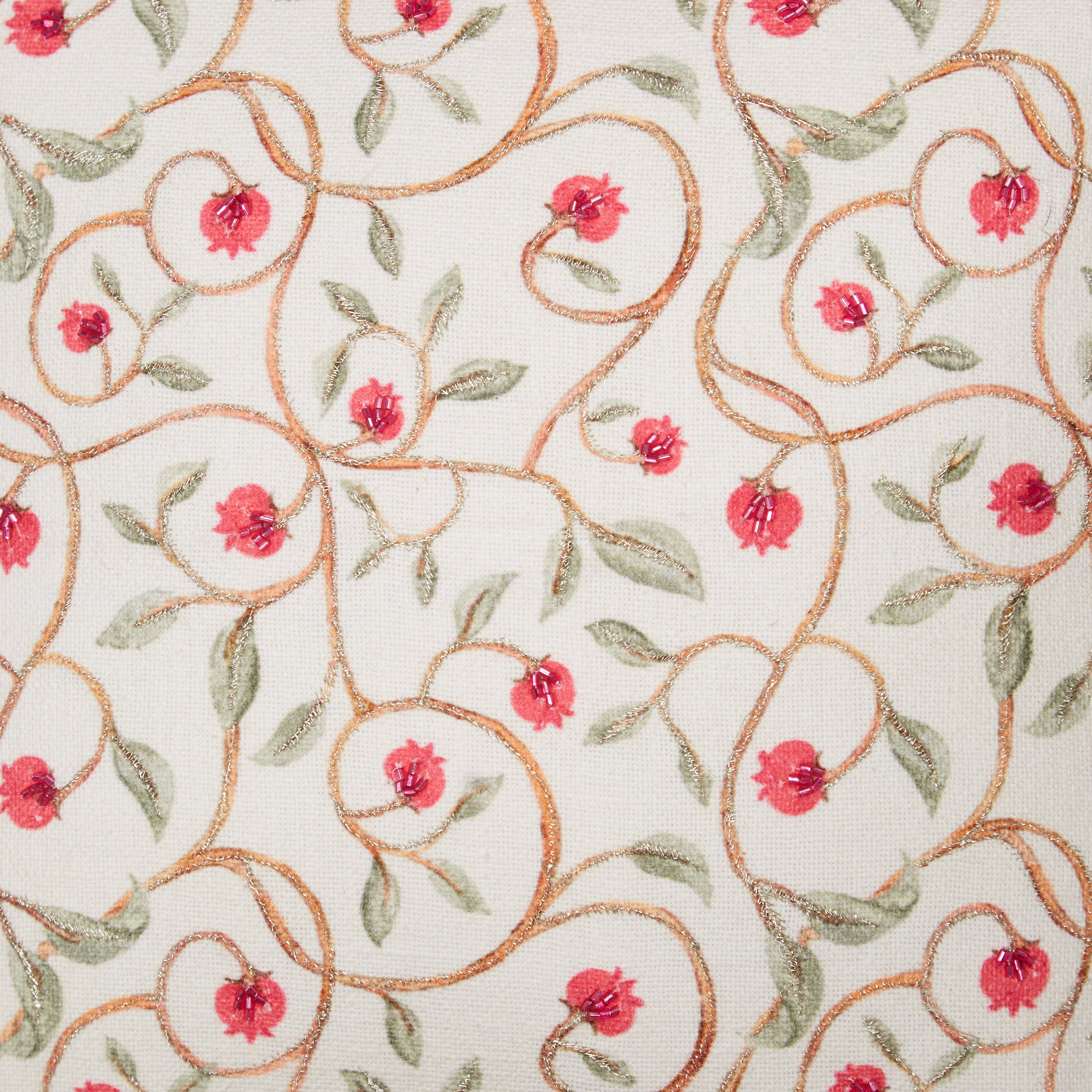 Indian Botanical Cotton Cushion Cover 40x40 cm in Multi Pink Colour