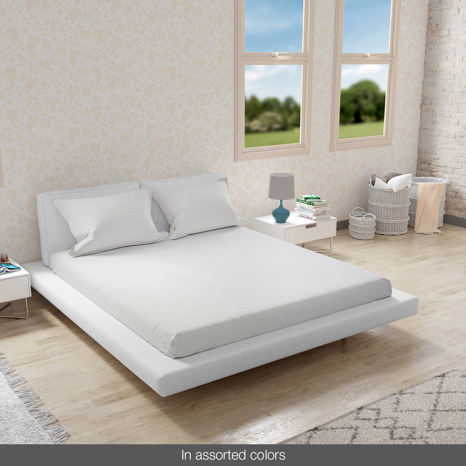 Essentials Micro Solid Self Textured Double Bedsheet Set in Multi Colour