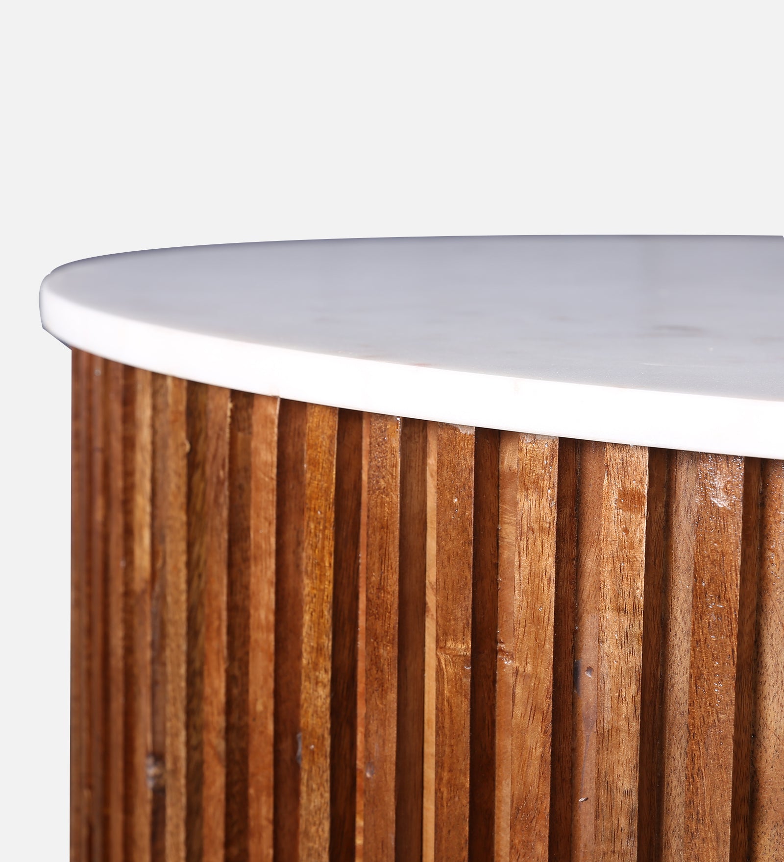Luminara Marble Top Center Table in White and Gold Colour