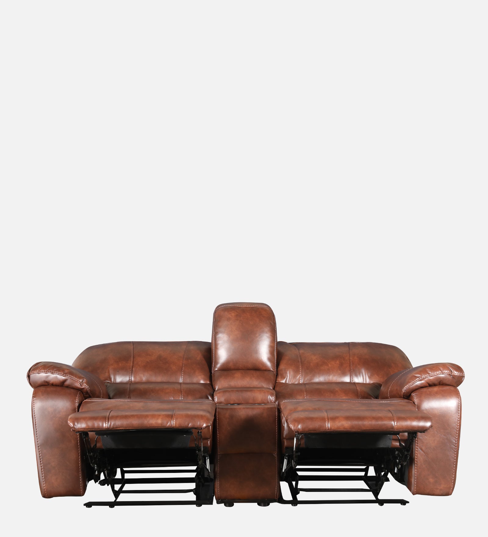 Urbano Leather Fabric Two Seater Recliner in Brown Colour