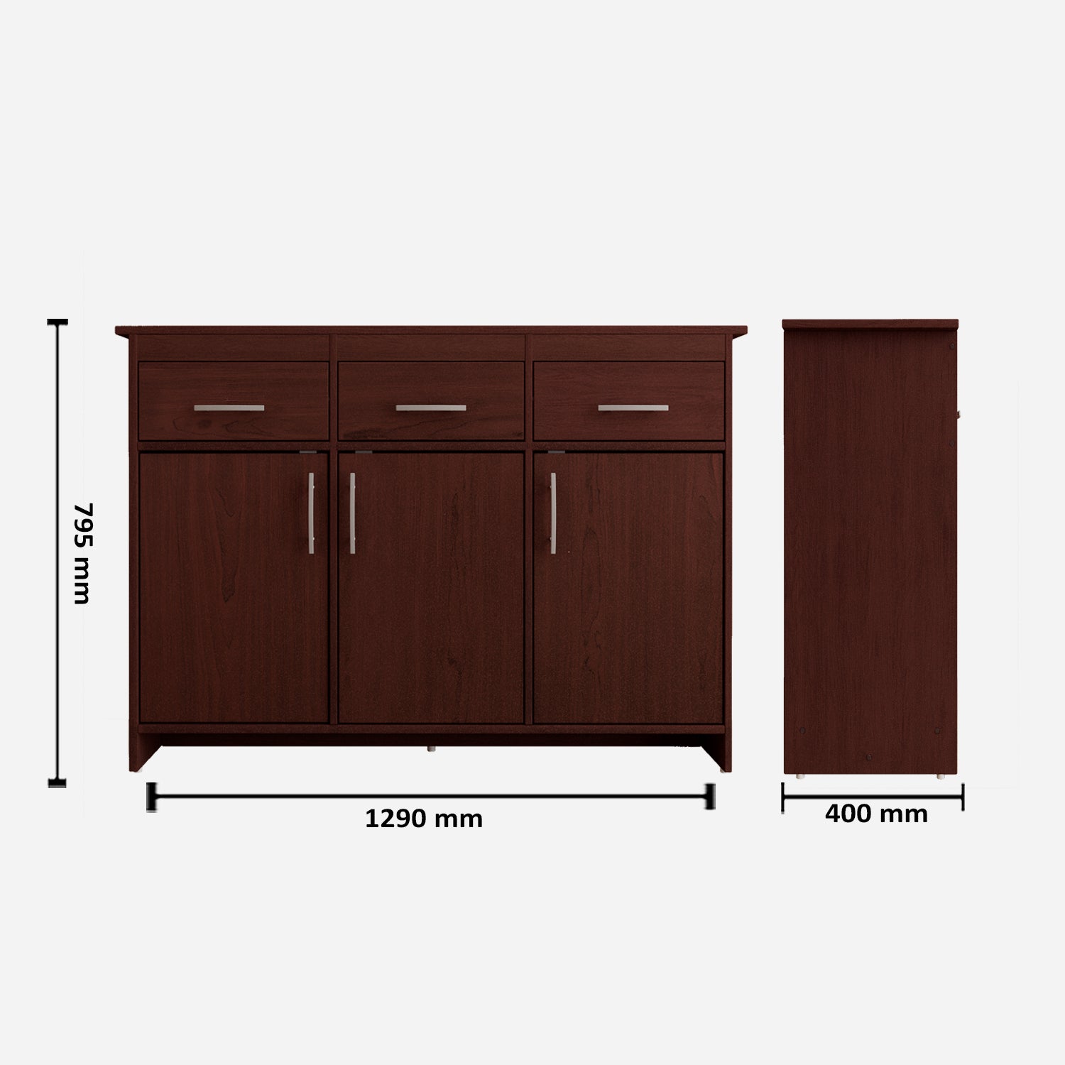 Albert Engineered Wood 3 Door Cabinet in Cherry Brown Colour