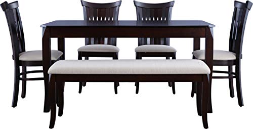 Cardiff Solidwood 6 Seater Dining Set with Bench in Expresso Colour