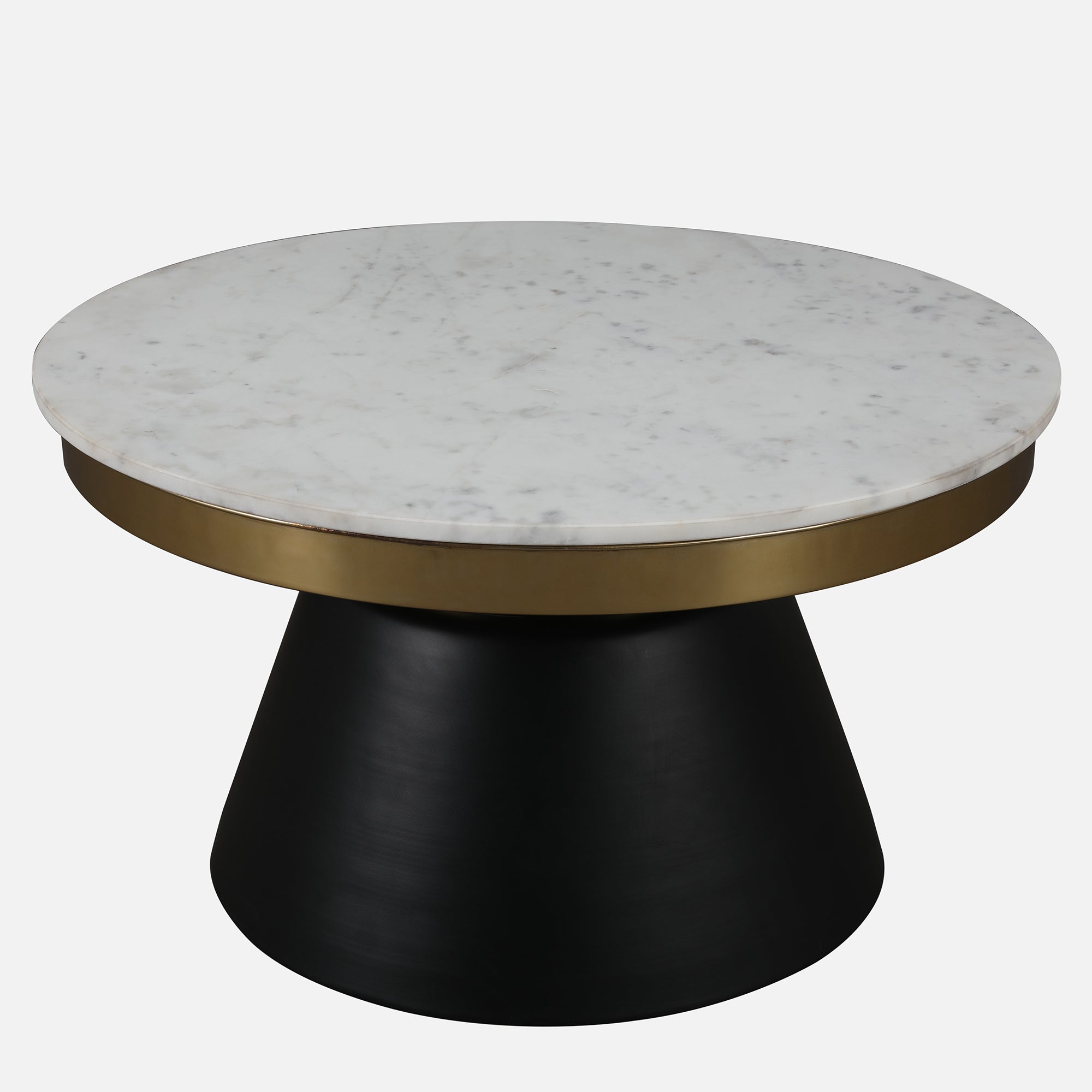 Chelsea Marble & Iron Center Table in White, Black & Gold Colour
