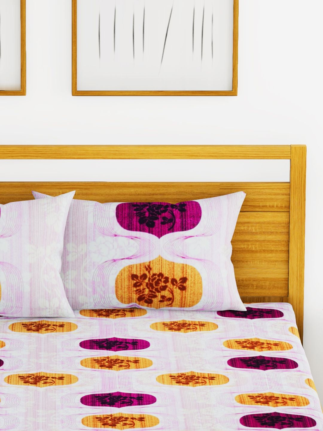 Essenza Cotton King Bed Sheet 220X254 CM in Purple Colour