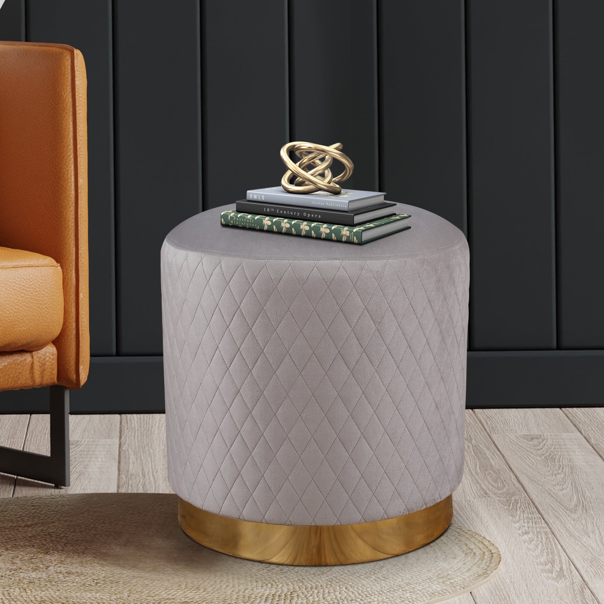 Serena Fabric Ottomans in Grey Colour