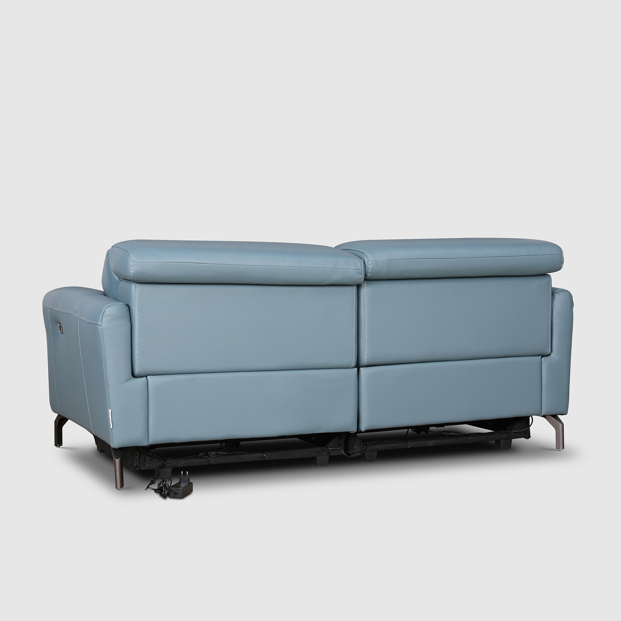 Emilia Half Leather Three seater Electric Recliner in Blue Colour