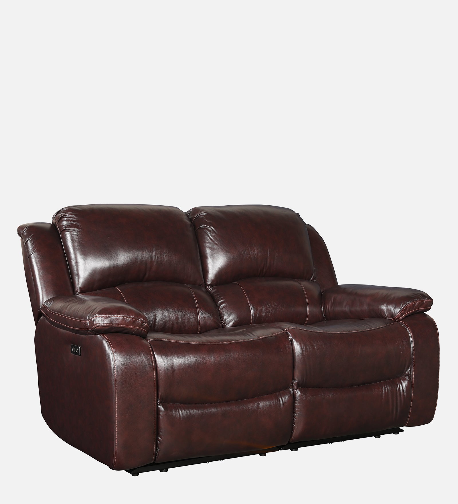 Rhine Half Leather Two Seater Electric Recliner in Brown Colour