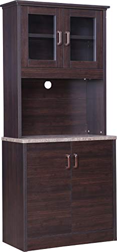 Murano Marble Finish Top Crockery Cabinet in Wenge Colour
