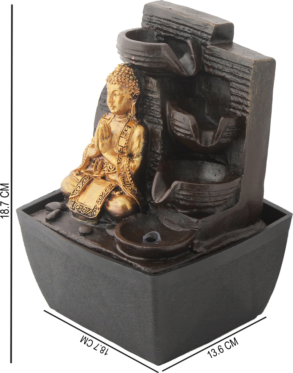 Impression Polyresin Buddha 3 Drop Fountain in Gold Colour