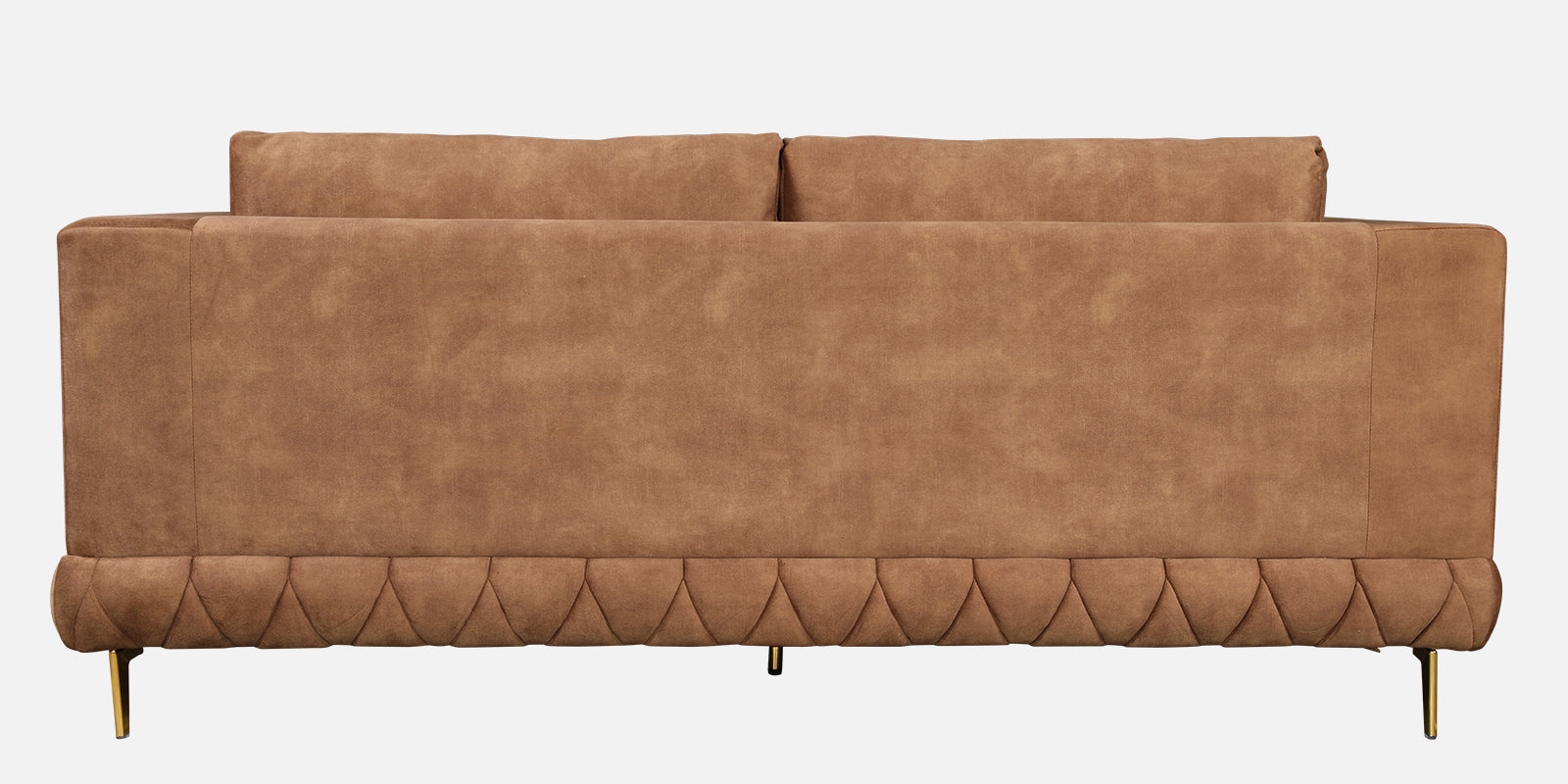 Plume Velvet Fabric Three Seater Sofa in Brown Colour