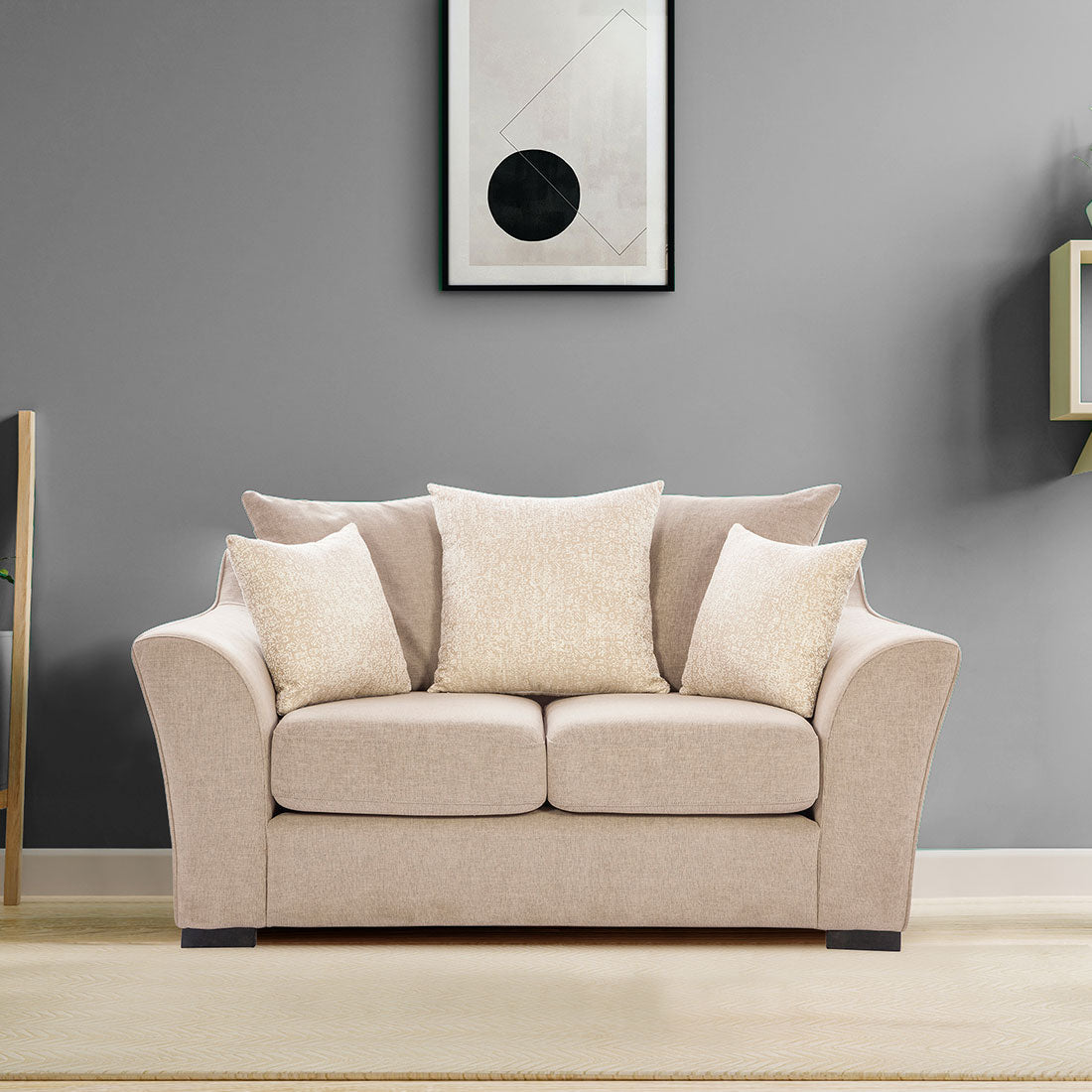 Perth Fabric Two Seater Sofa in Beige Colour