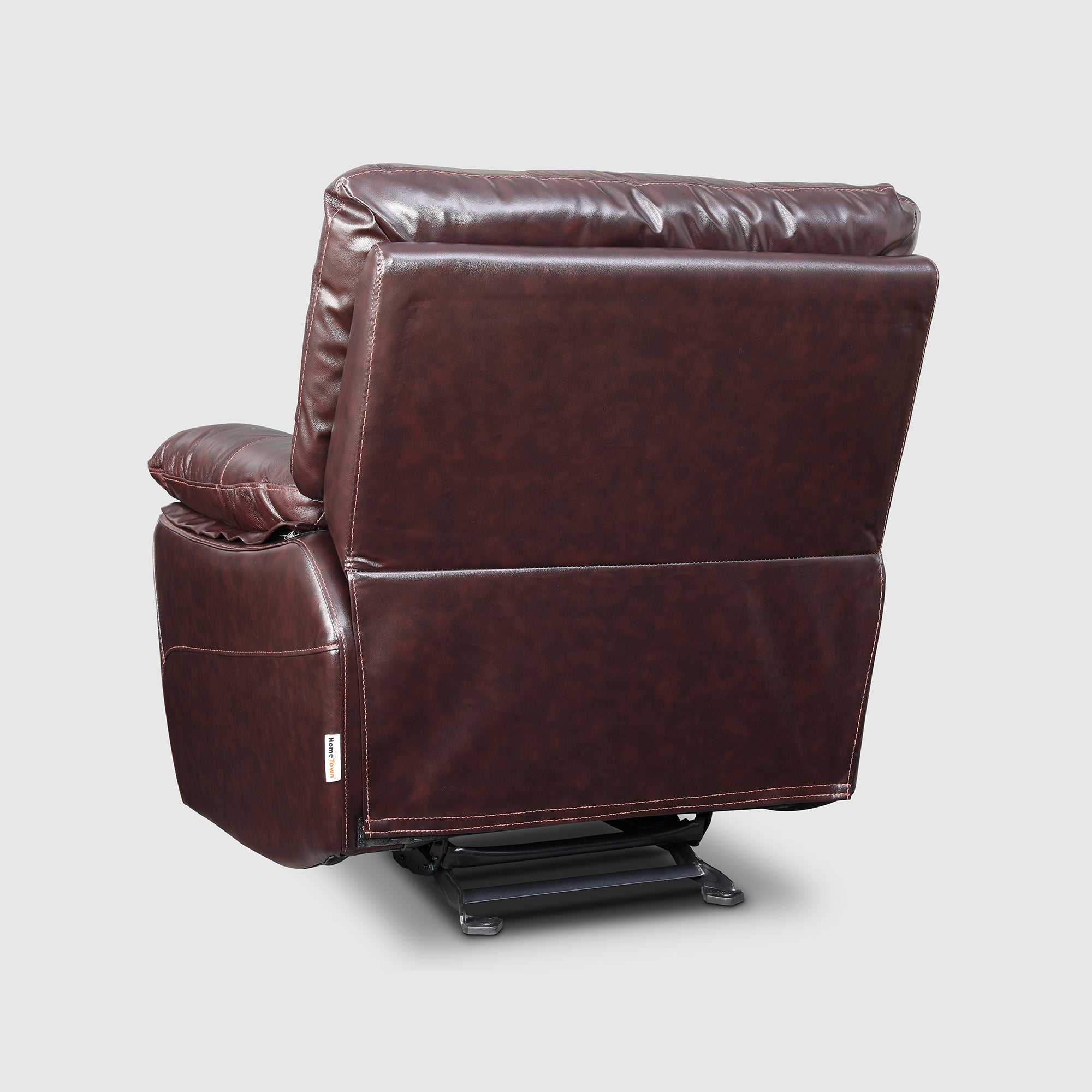 Charles Half Leather Single Seater Recliner in Burgundy Colour