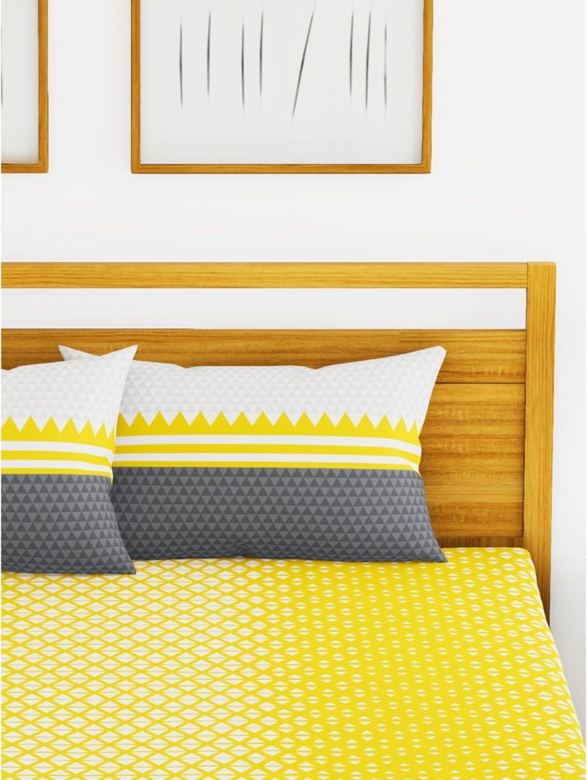 Chantal Cotton Double Bed Sheet 229X274 Cm 210 Tc in Yellow Colour