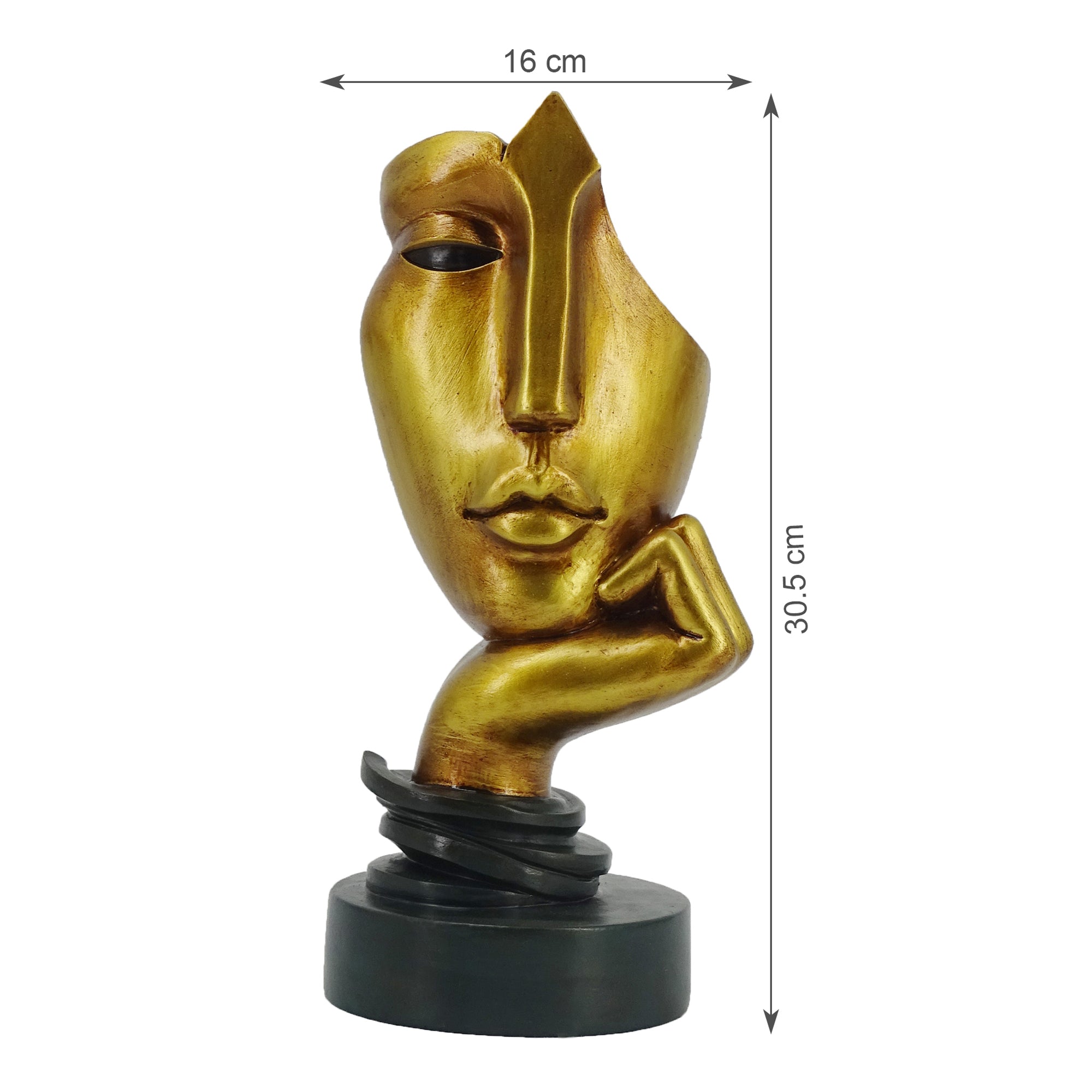 Willow Polyresin Lady Face Posing 30Cm in Black And Gold Colour