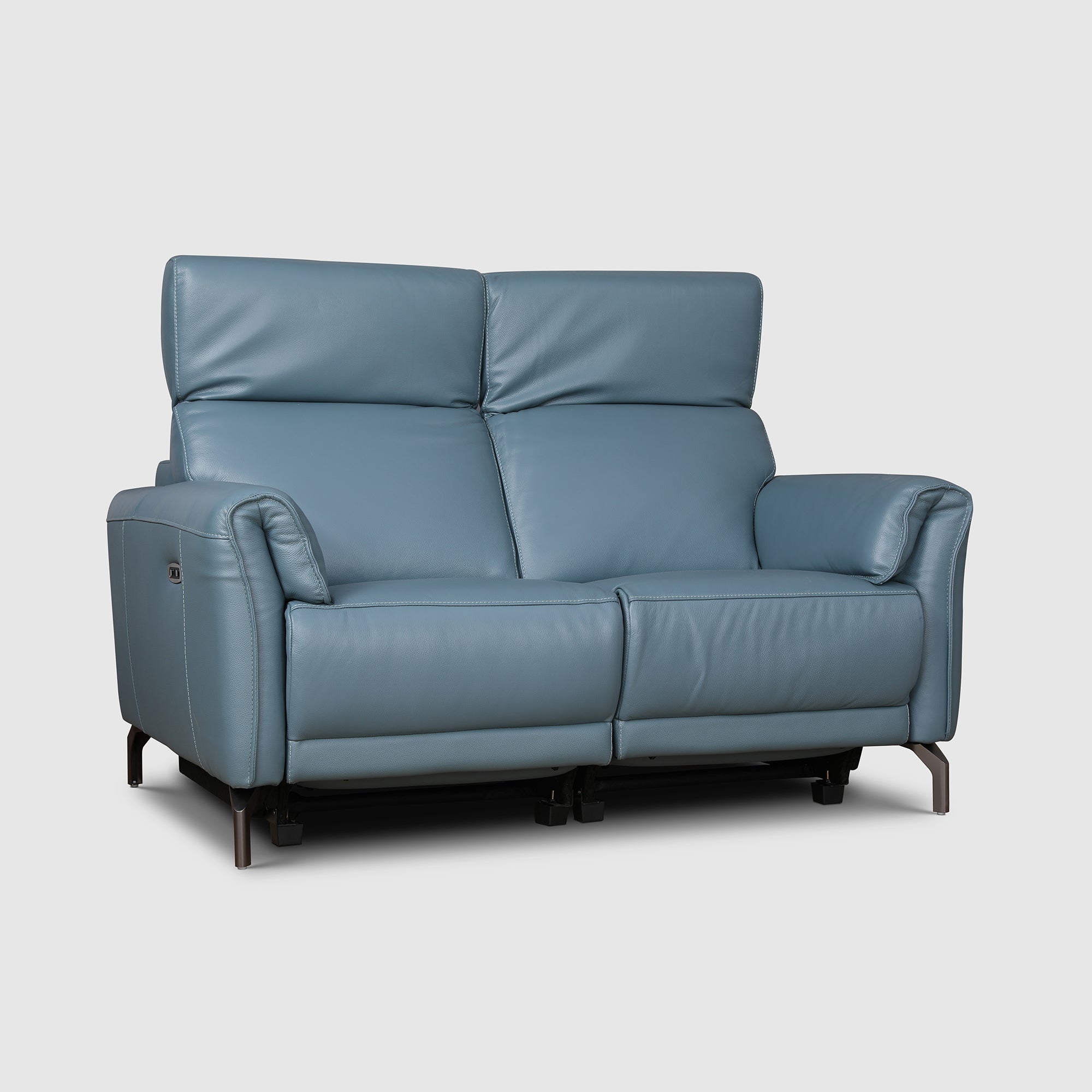 Emilia Half Leather Two Seater Electric Recliner in Blue Colour