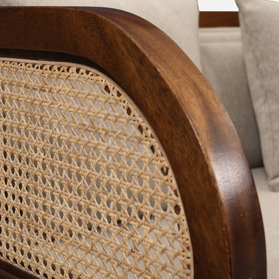 Siam Solidwood Two Seater Sofa in Beige Colour