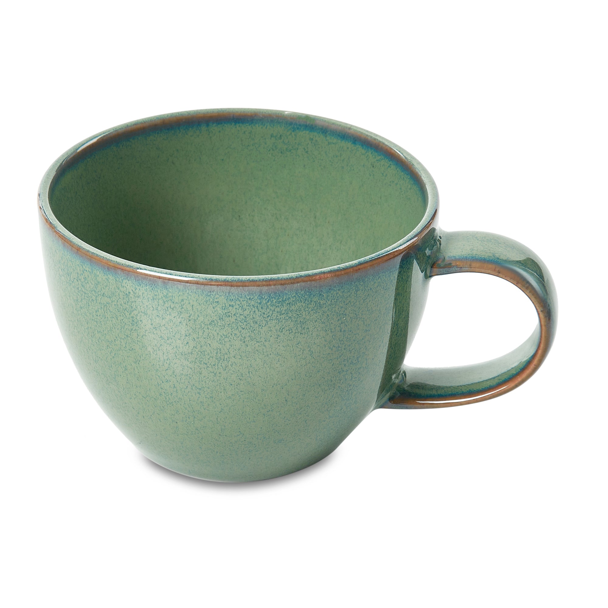 Hygge Studio Pottery Stoneware Cup & Saucer Set of 4 in Sage Green Colour