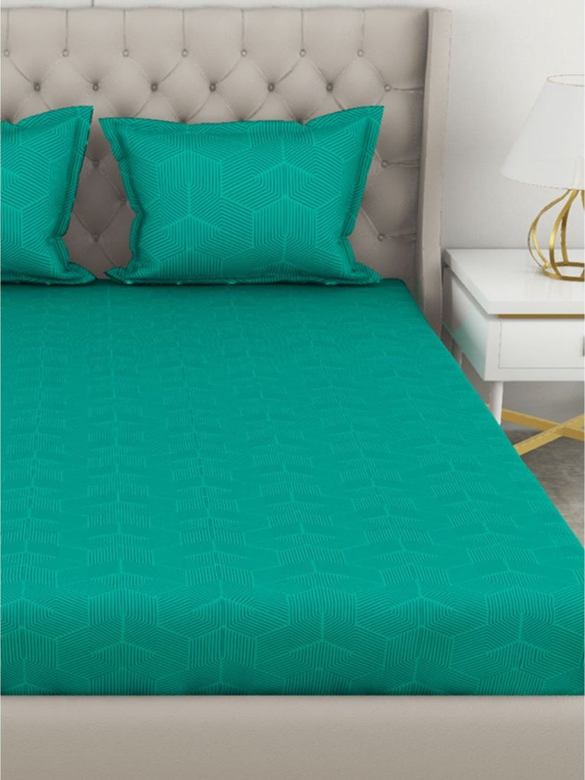 Botanical Cotton King Bed Sheet 274X274 Cm 210 Tc in Green Colour