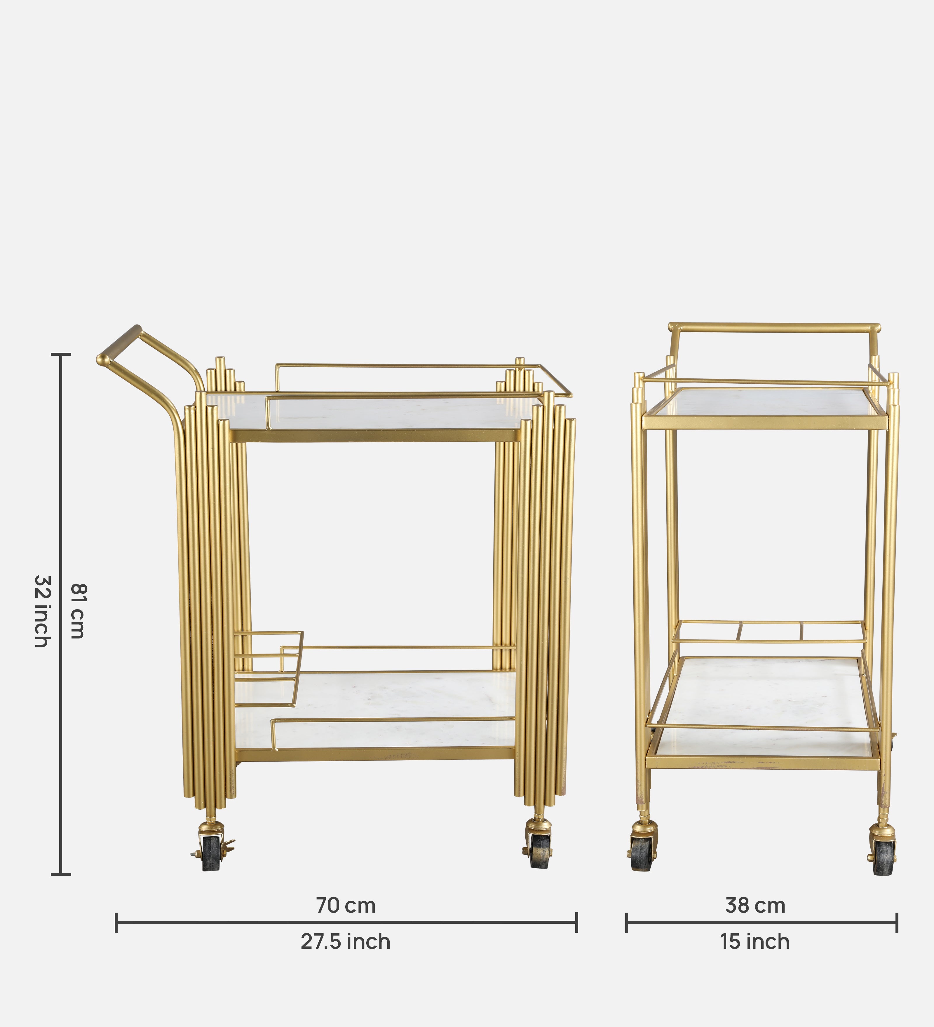 Giove Metal Serving Trolleys in Gold Colour