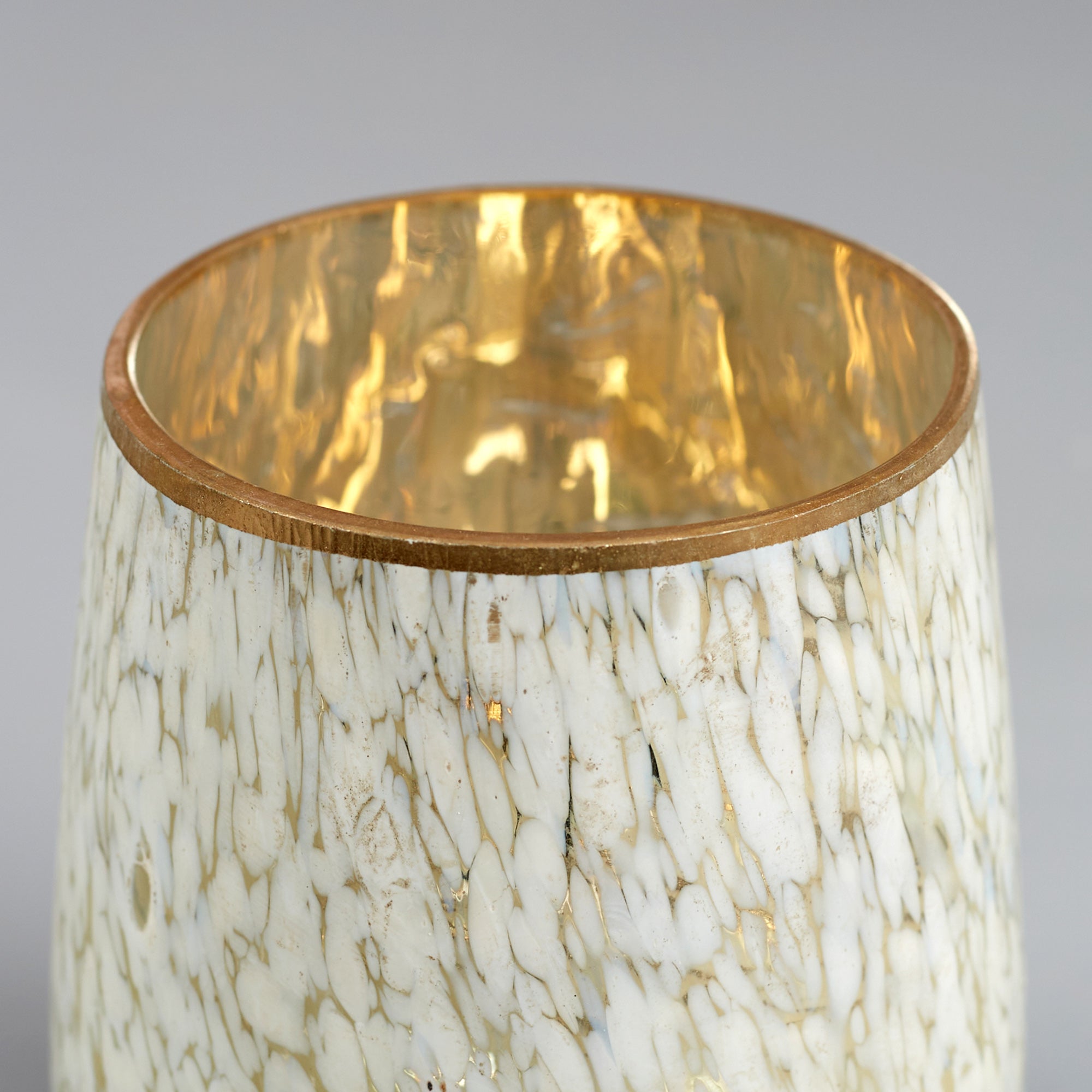 Phiona Glass Textured Handcrafted Vase 15 Cm in White Colour
