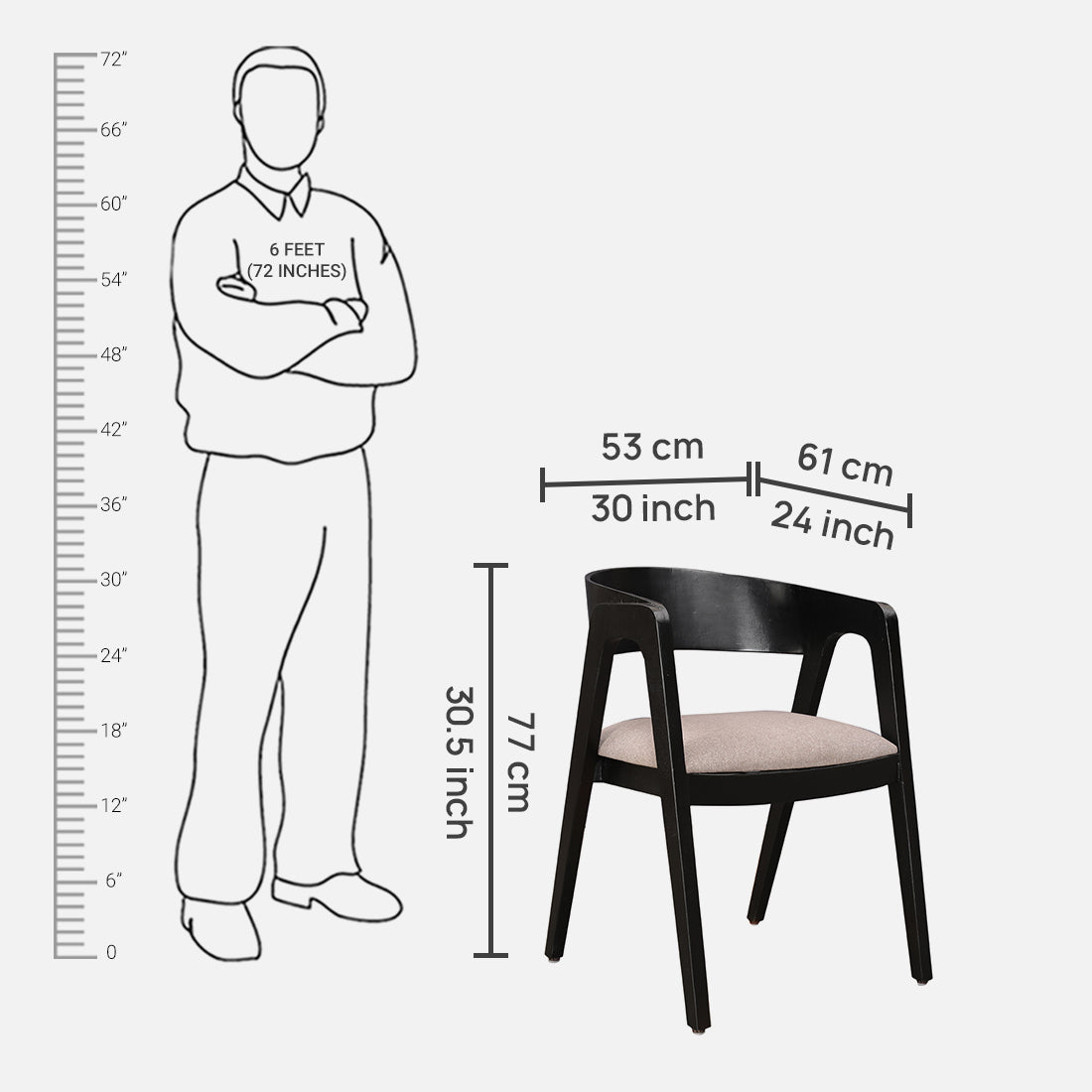 Haven Solidwood Dining Chair in Black Colour