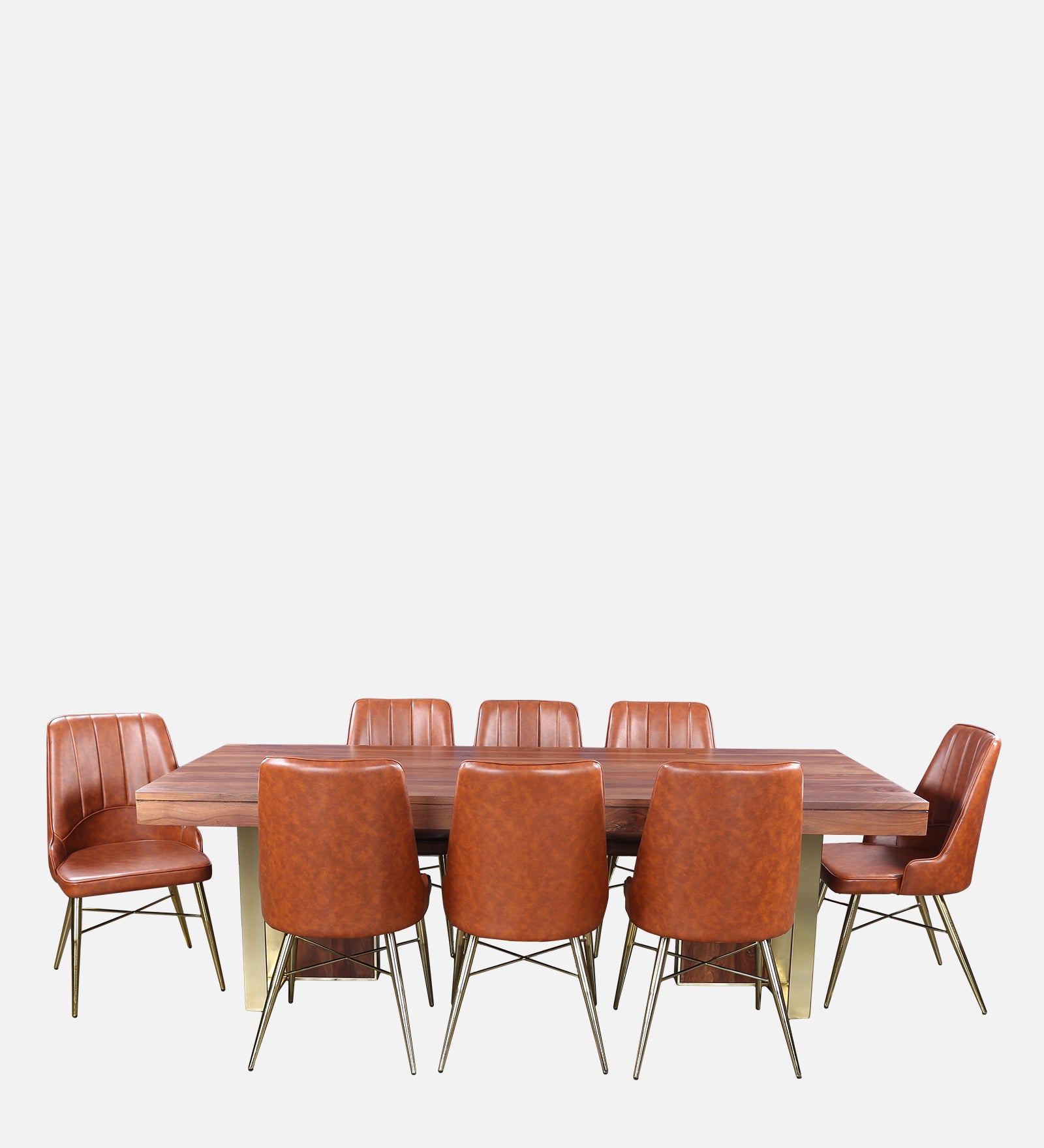 Marvis Acacia Wood Eight Seater Dining Set in Walnut Colour