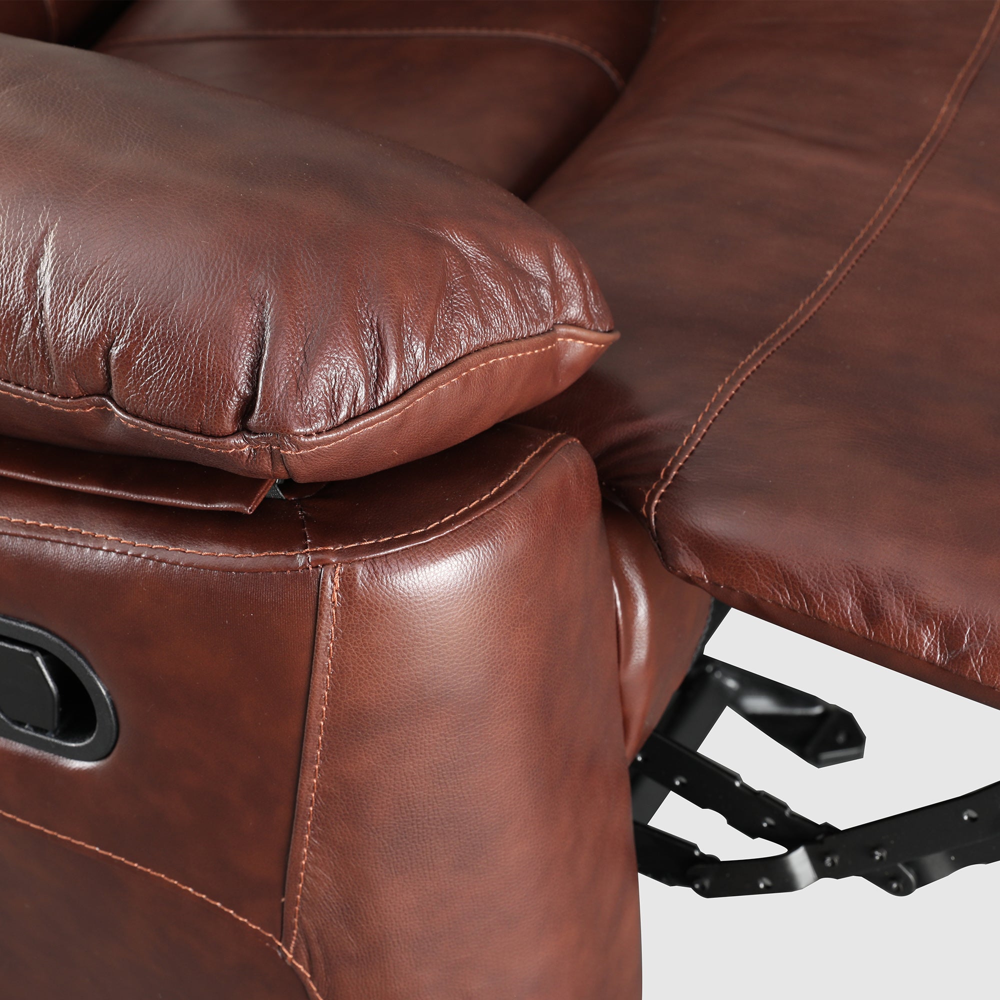 Charles Half Leather Single Seater Rocker Recliner in Brown Colour