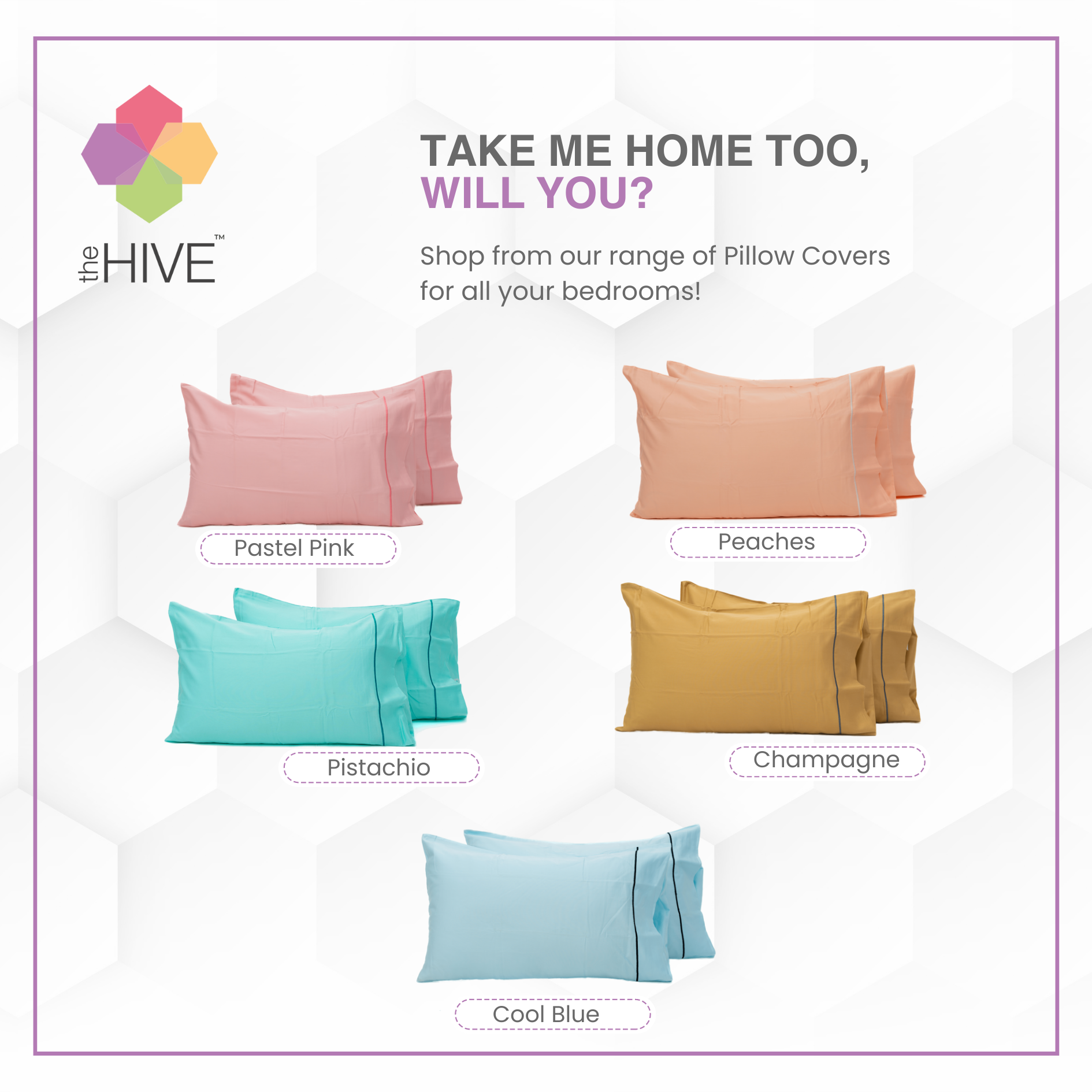 Comfy Beds Set of 2 Pillow Covers Champagne, 45x70cm