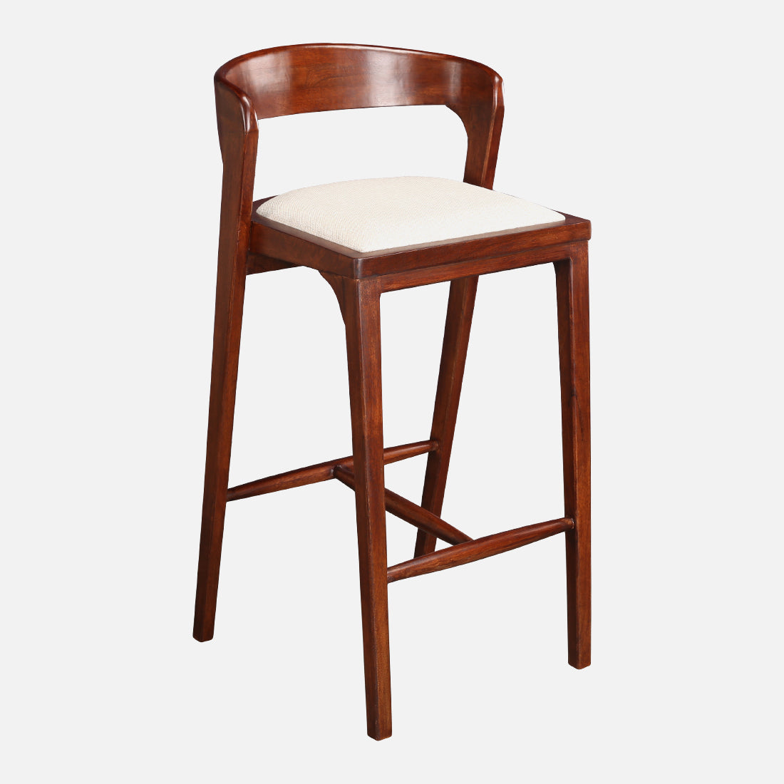 Eleganza Mango Wood Bar Stool in Beige & Walnut Colour