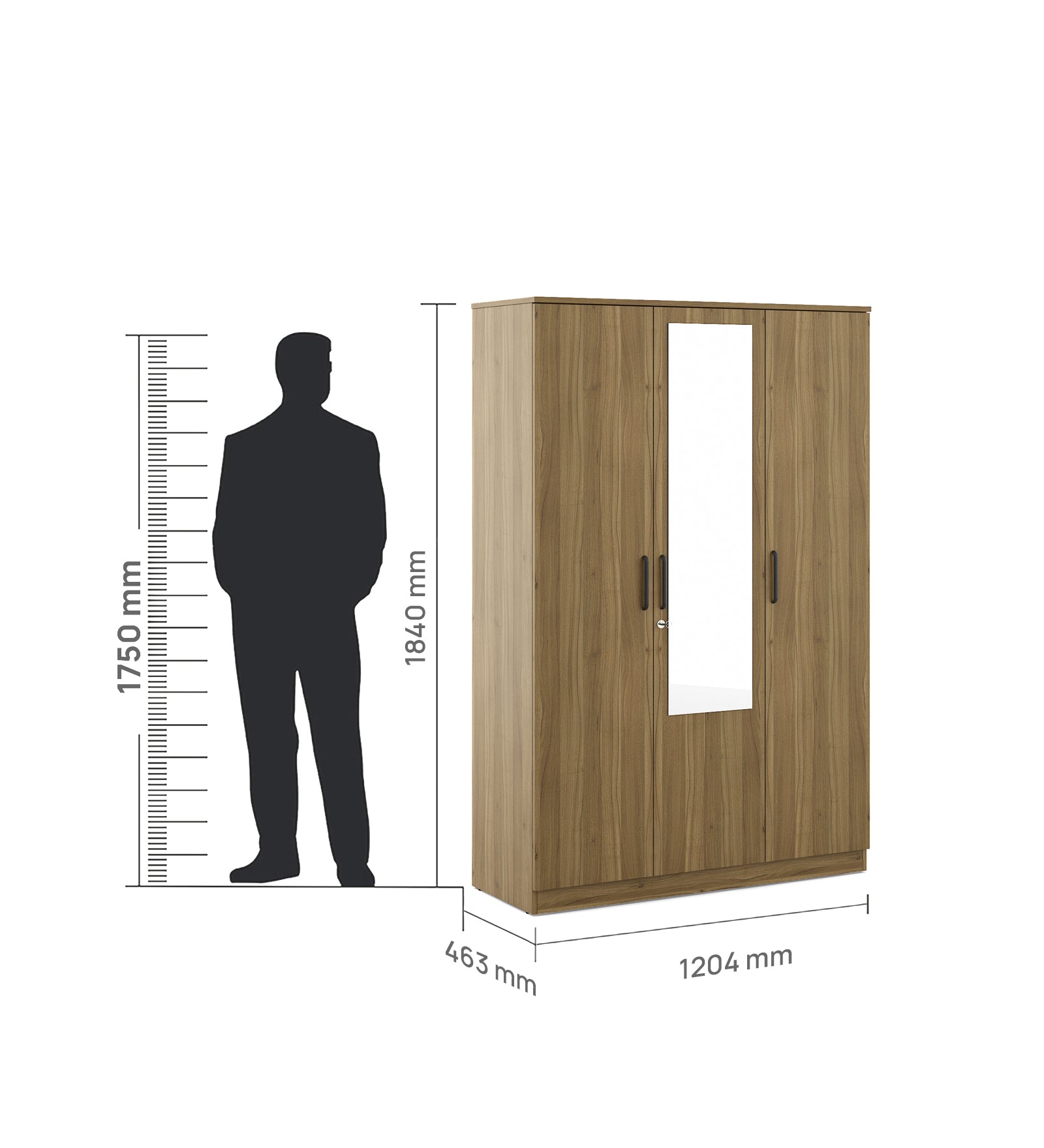Paula Engineered Wood King Bed Box Storage with 3 Door Wardrobe & Night Stand Package