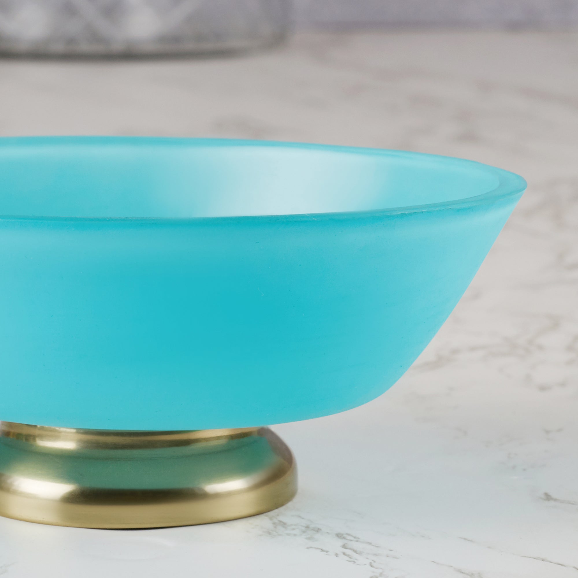 Emilia Glass Frosted Colored Soap Dish in Turq Colour