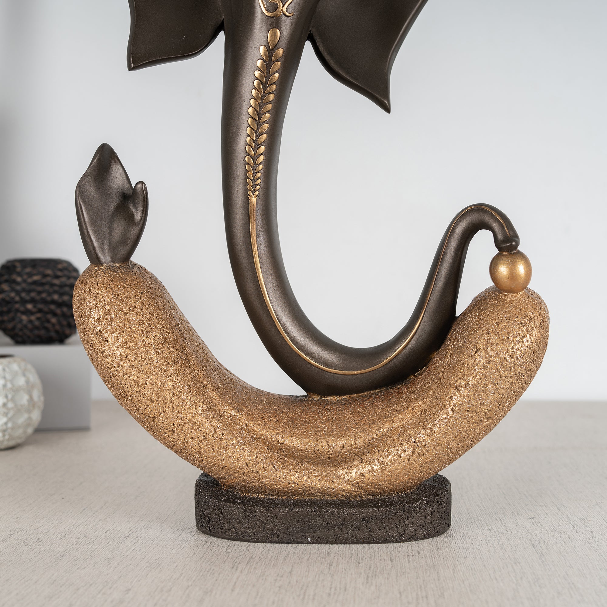 Eternal Ganesha Polyresin Hand Finished Figurine 41Cm in Bronze & Gold Colour