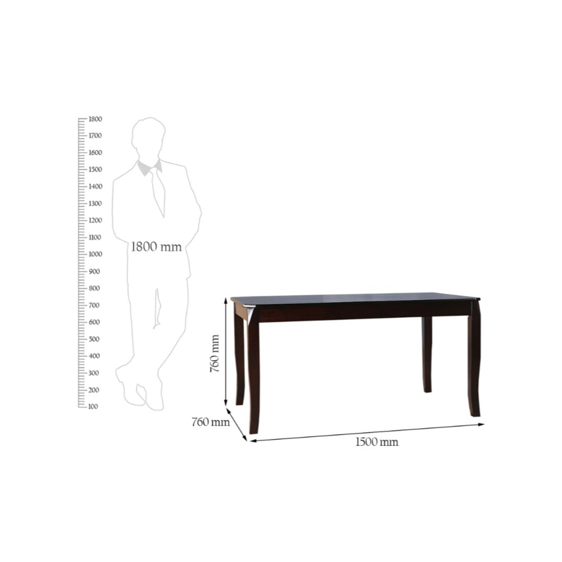 Cardiff Solidwood 6 Seater Dining Table in Expresso Colour