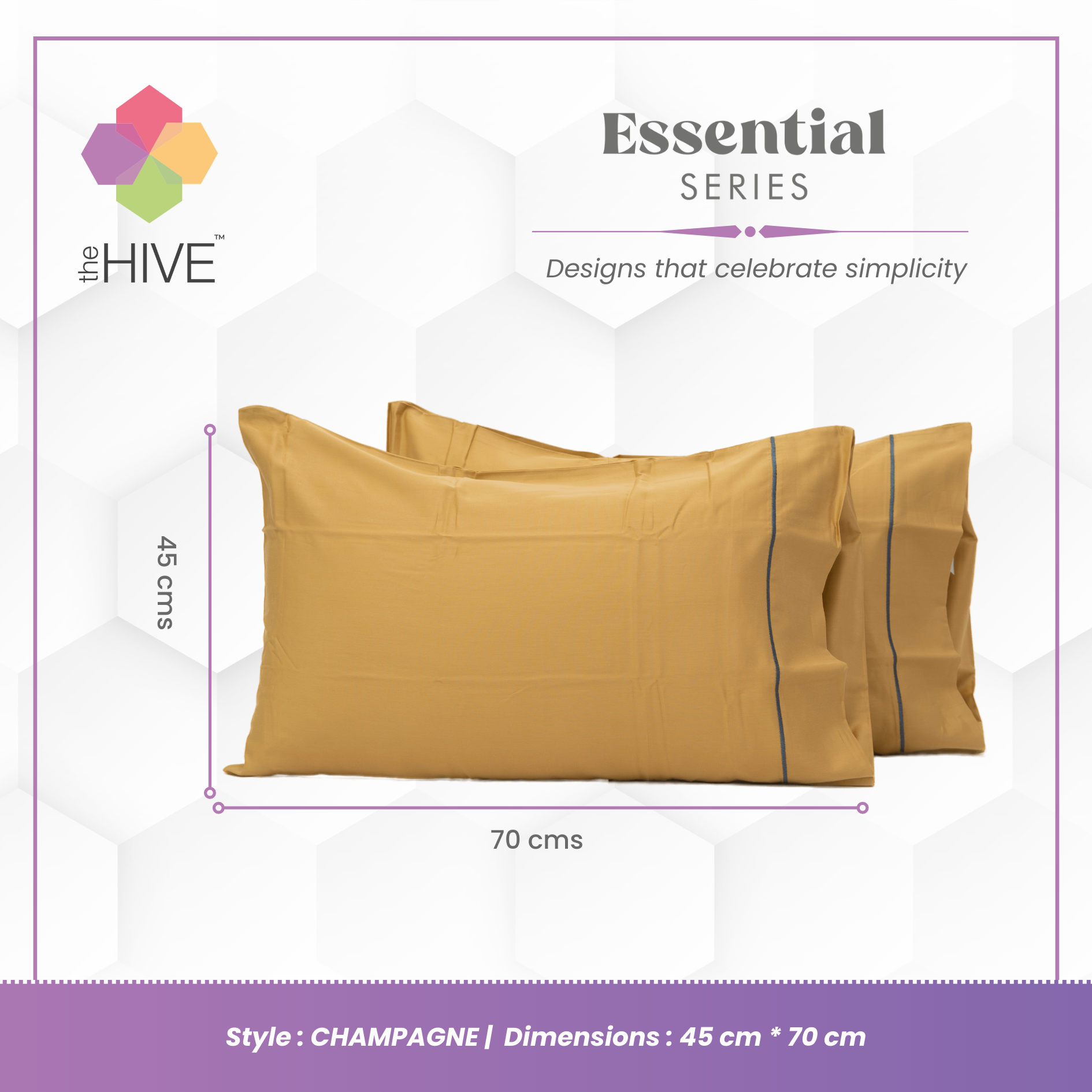 Comfy Beds Set of 2 Pillow Covers Champagne, 45x70cm