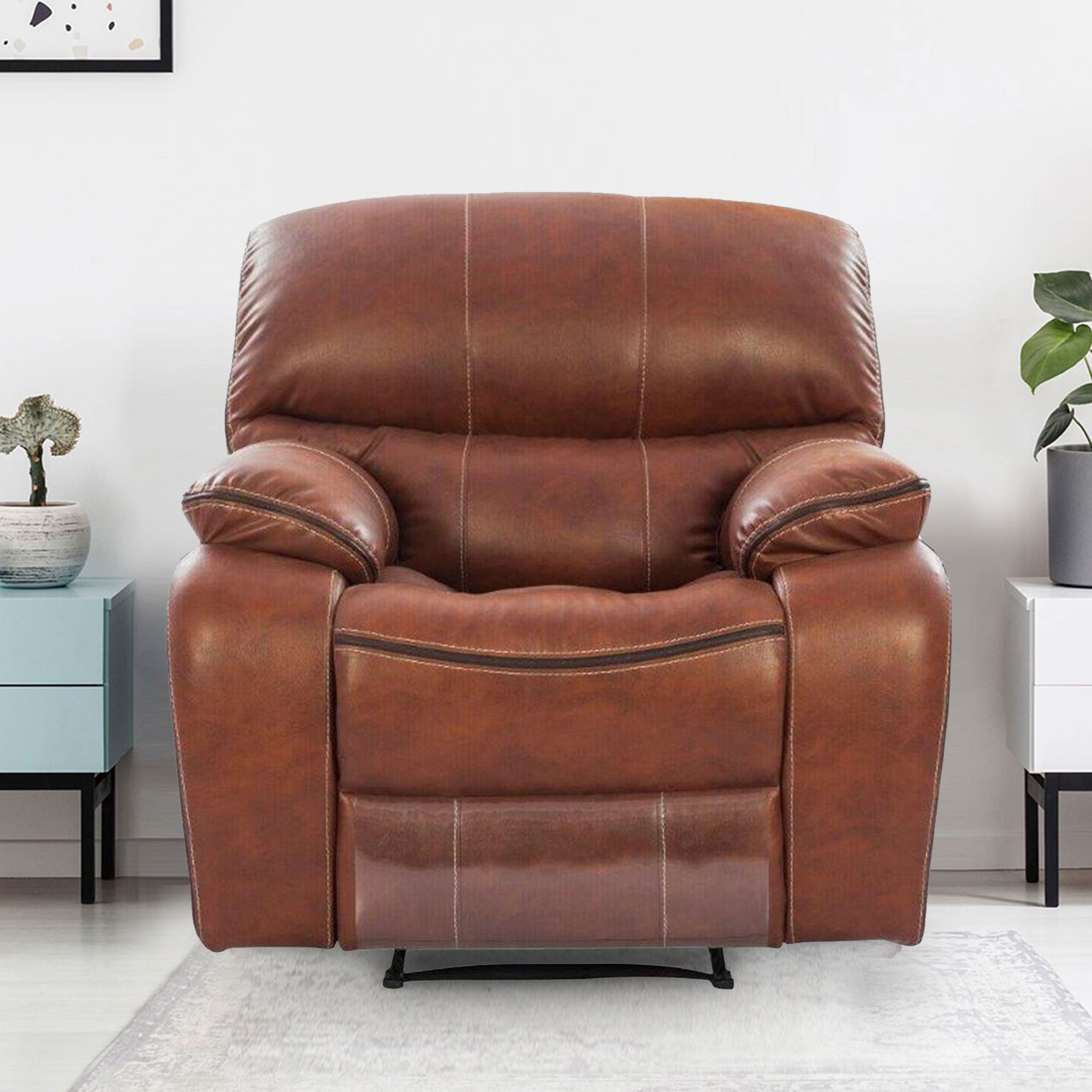 Tigris Leatherette Single Seater Recliner in Brown Colour