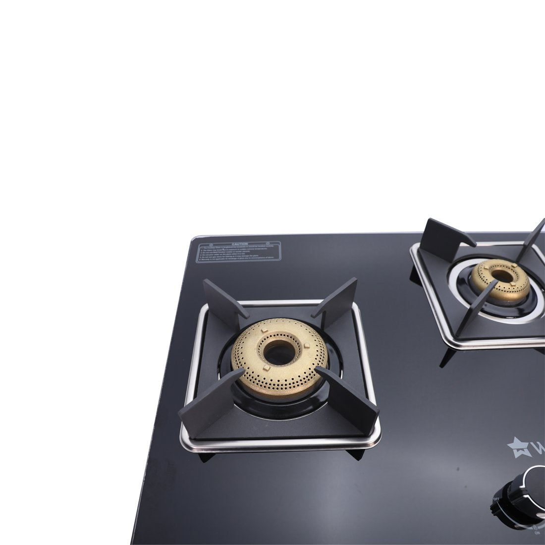 Octavia 1 - Gas Stove, 3 - Forged Brass Burners, 3 - Heavy duty pan support in Black Colour