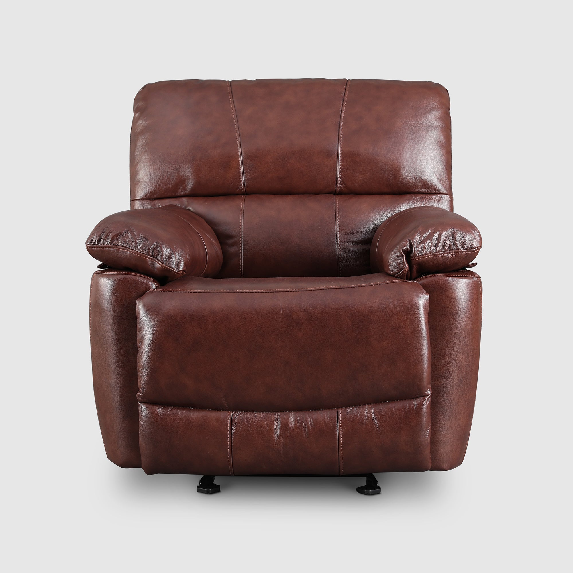 Charles Half Leather Single Seater Rocker Recliner in Brown Colour