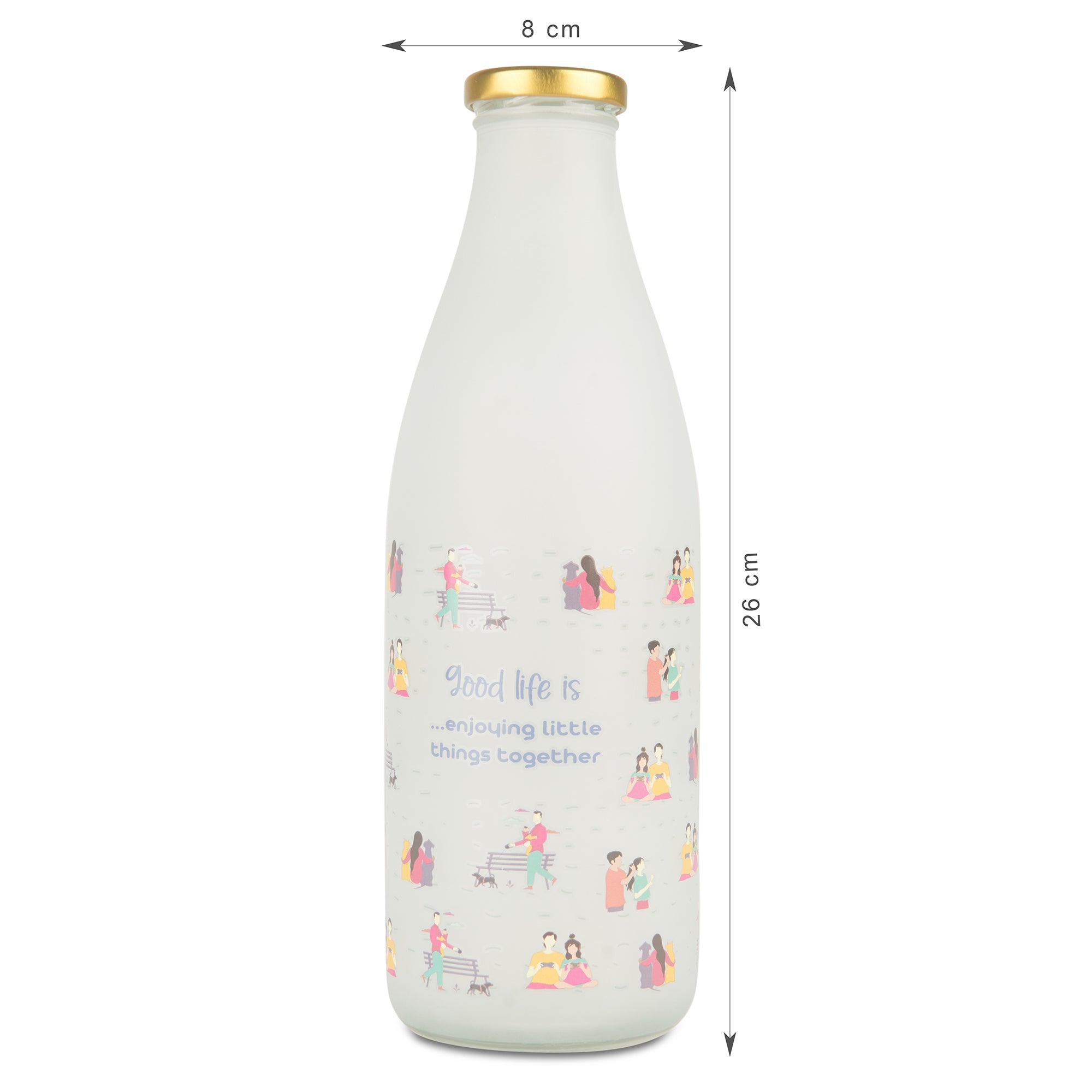 Good Life Glass Frosted Milk Bottle 1 Ltr in White Colour