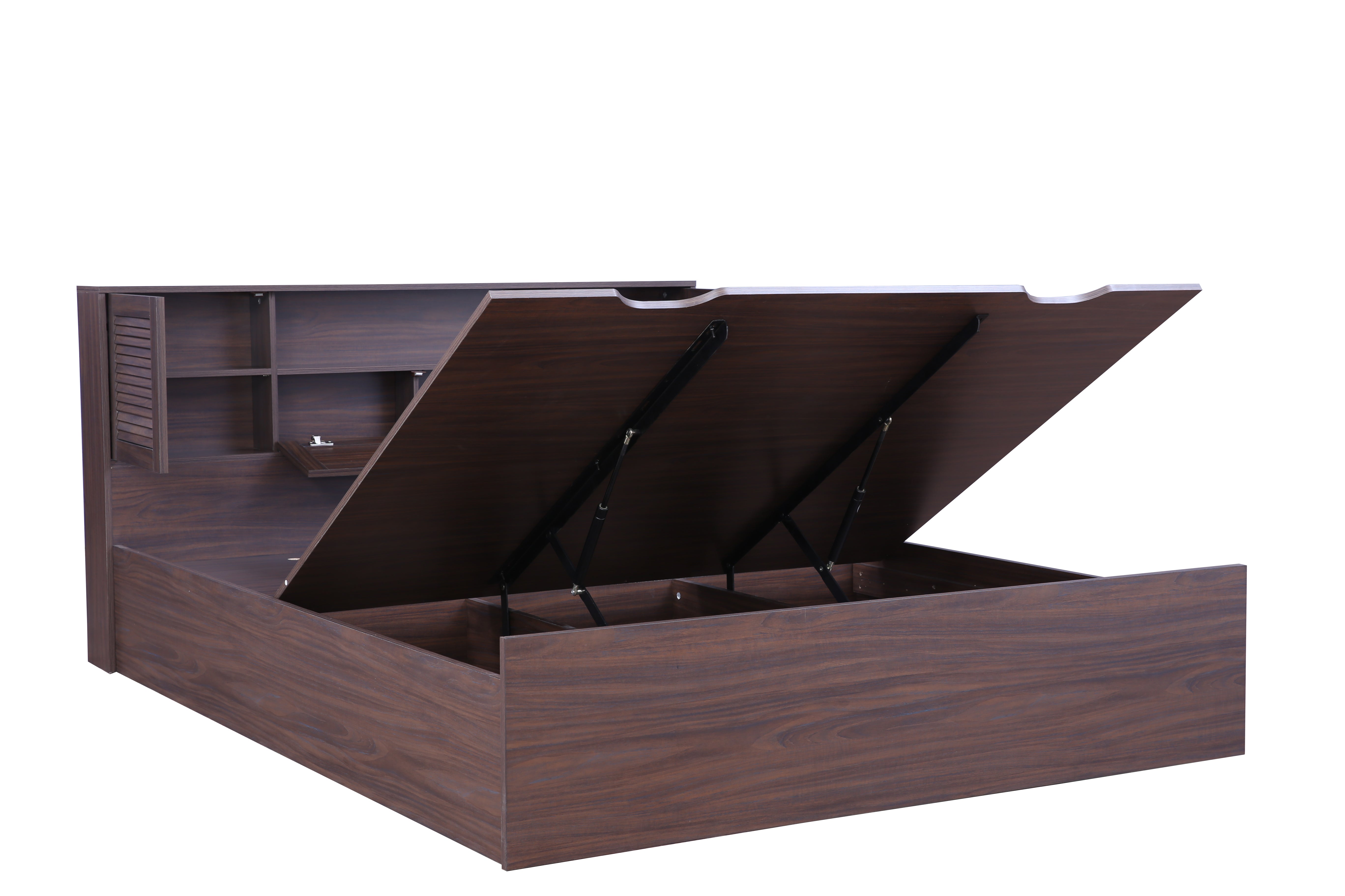Bolton Queen Bed with Hydraulic storage in Walnut Colour