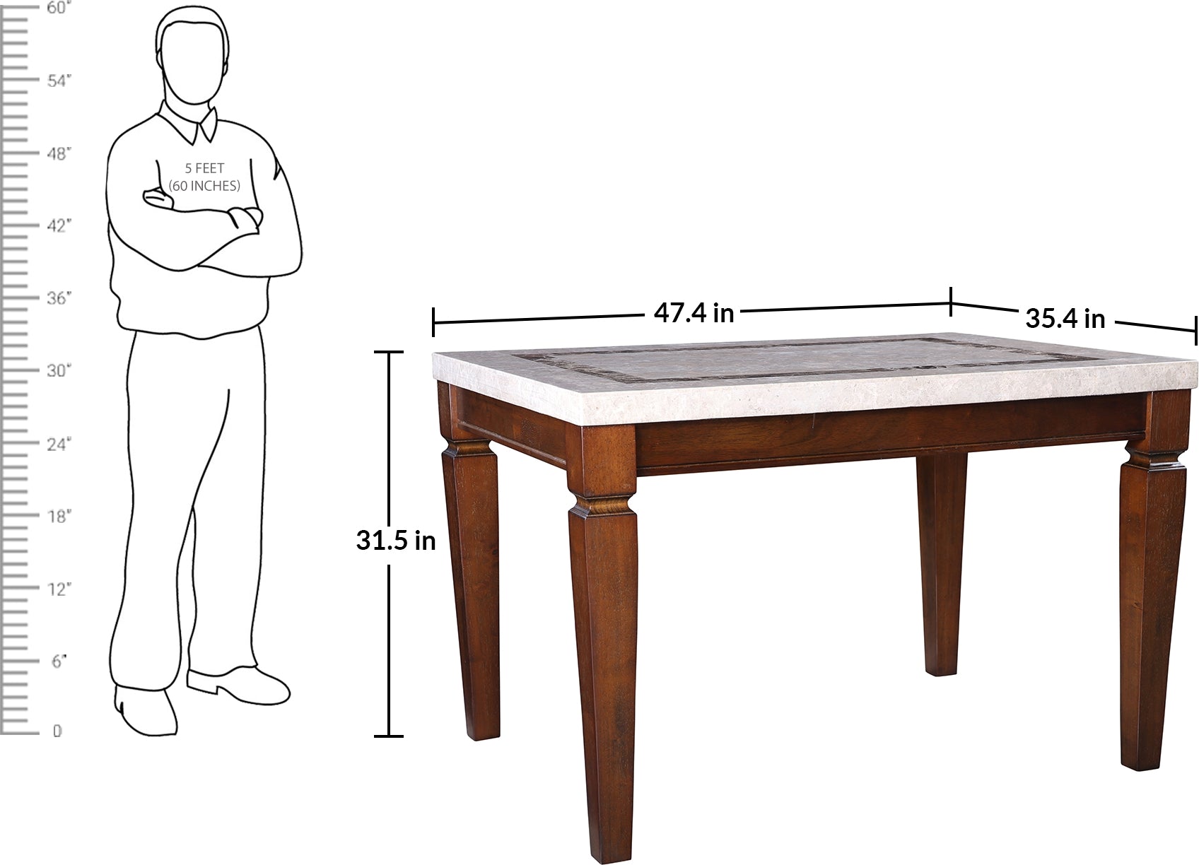 Bliss Marble Top 4 Seater Dining Table with Inlay in Beige Colour