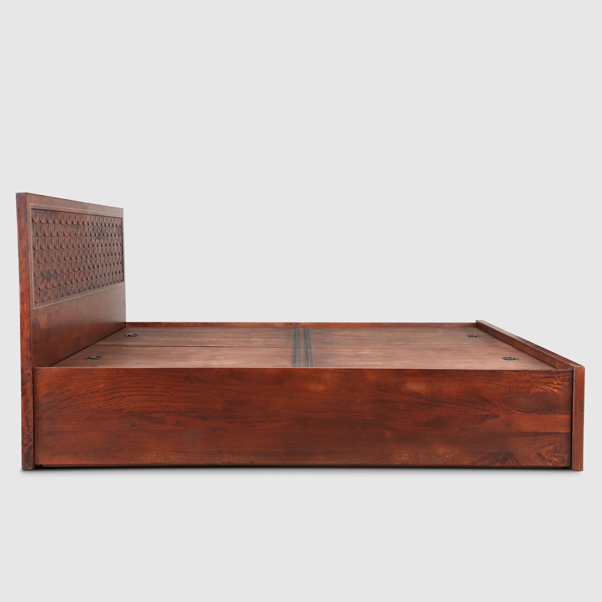 Phoolkari Sheesham Wood Queen Bed in Honey Finish Colour
