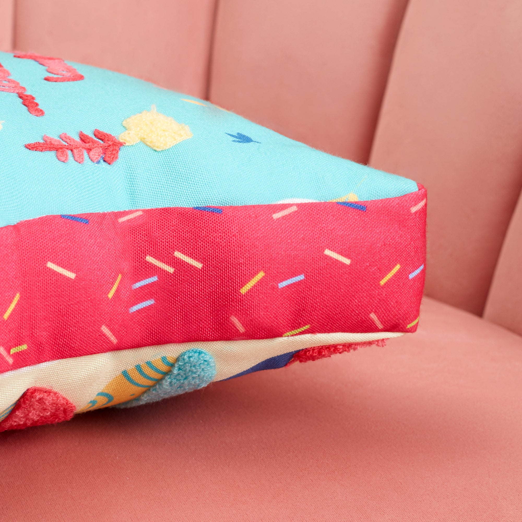 Good Life  Reversible Lazy Lamhe Digital Printed Shaped Cushion 33x36 Cm in Aqua Colour
