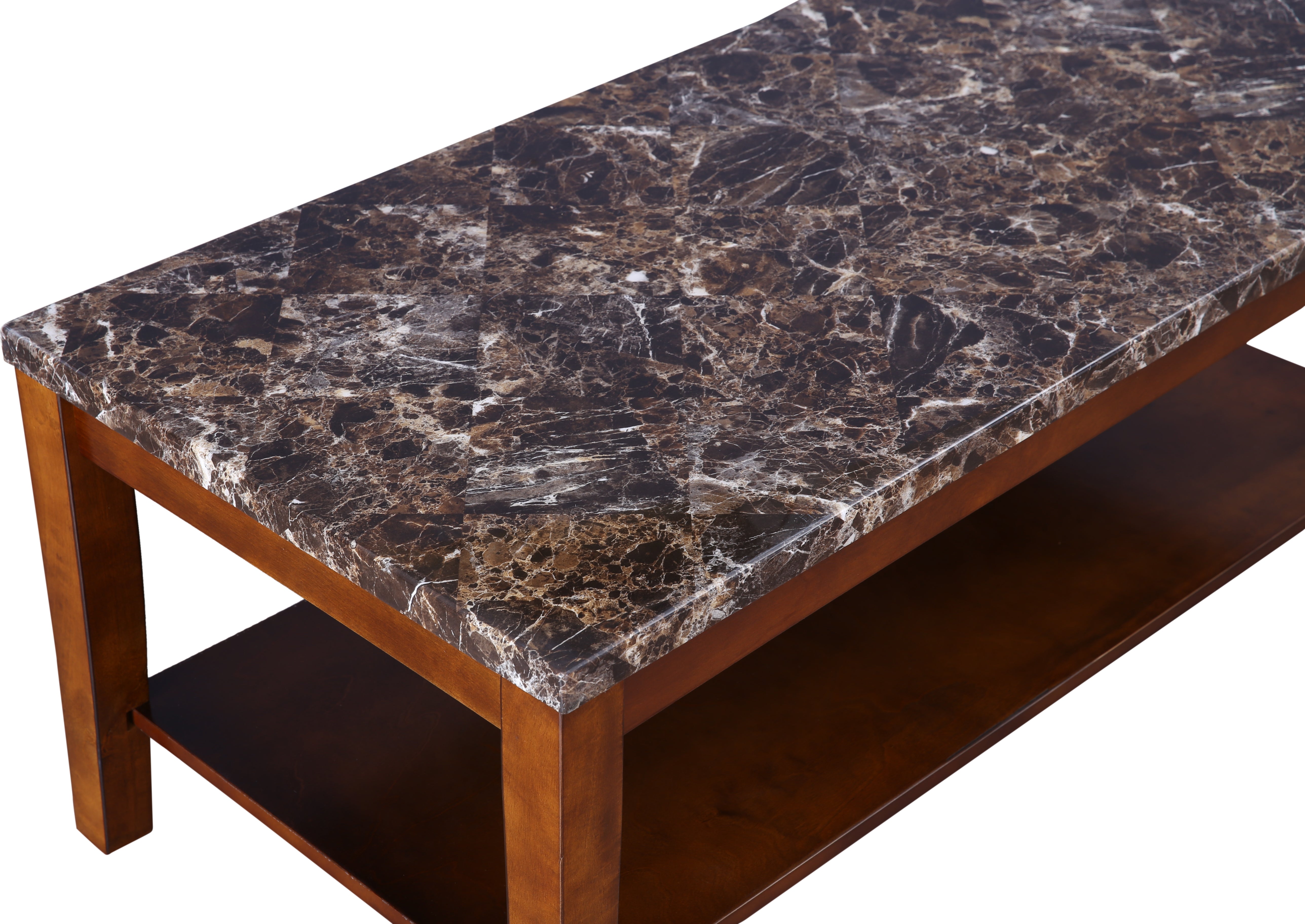 Eden Marble Finish Top Center Table in Brown Colour