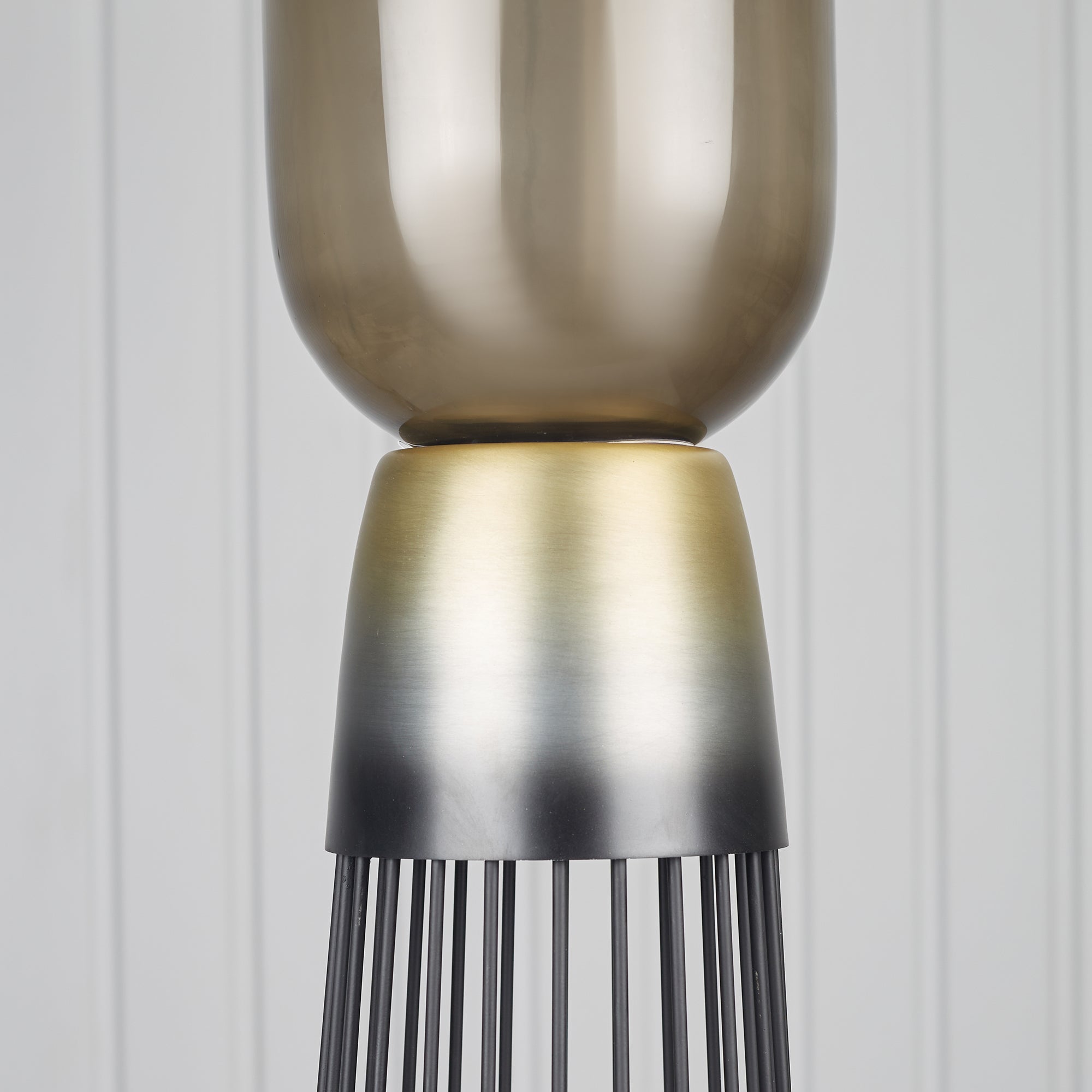 Zeus Iron and Glass Ombre Wired Candle Holder 20x105 Cm in Antique Gold & Black Colour