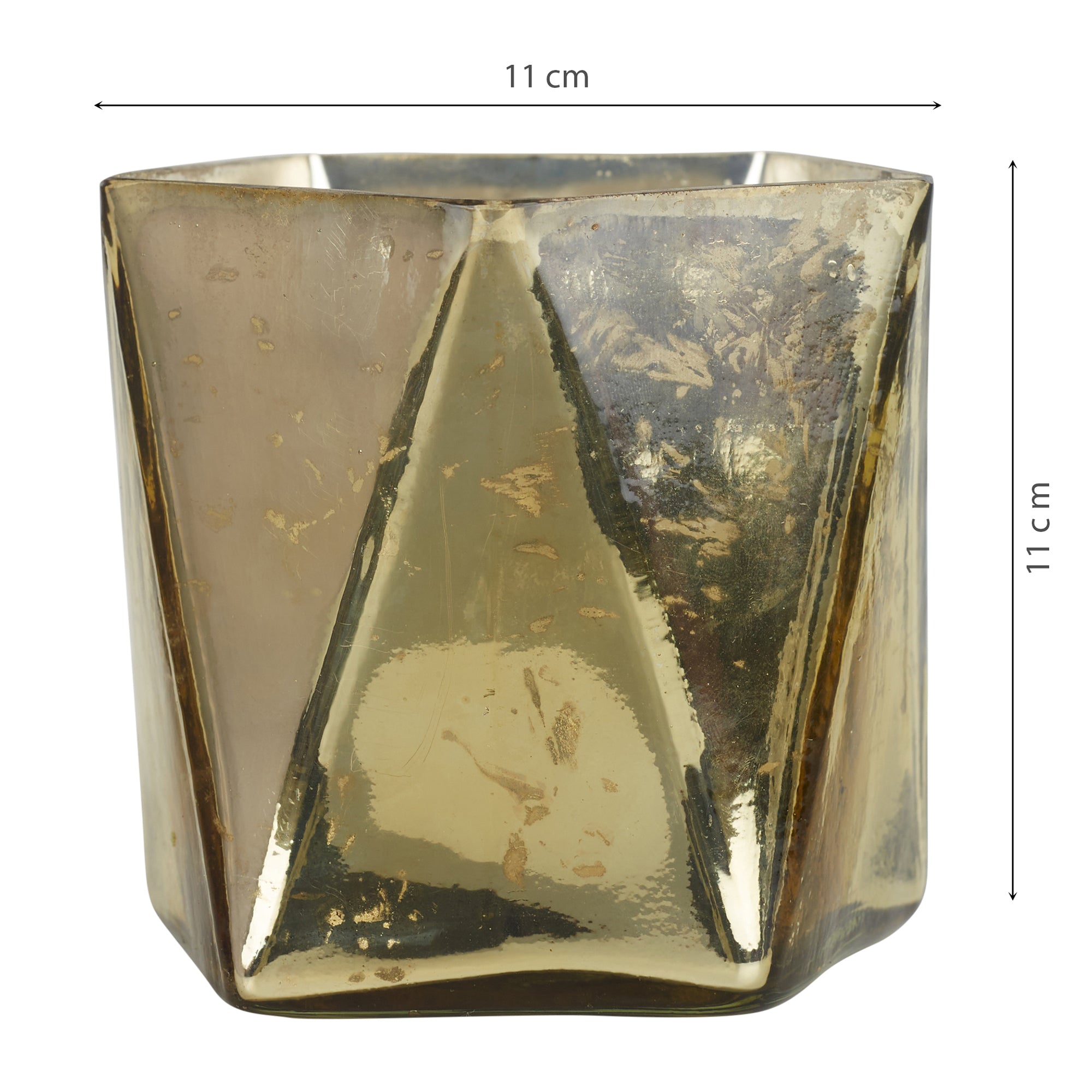 Phiona Glass Hexa Handcrafted Votive Mercury 10 Cm in Gold Colour