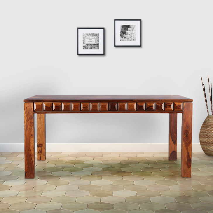 Woodrow Sheesham Wood(Rosewood) 6 Seater Dining Table in Honey Colour