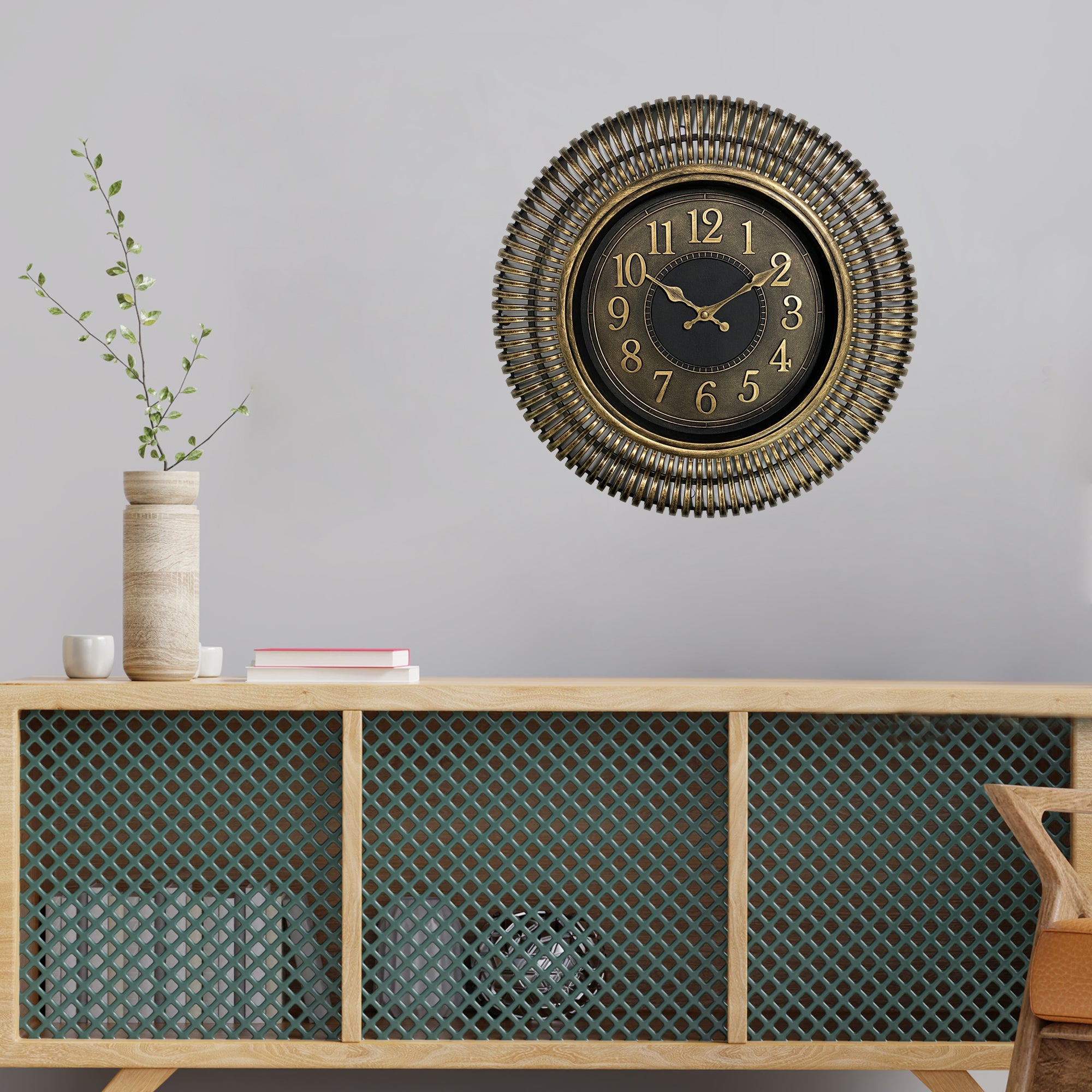 Aristo Geometric Rim Classic Wall Clock, Diameter 40cm in Bronze Colour