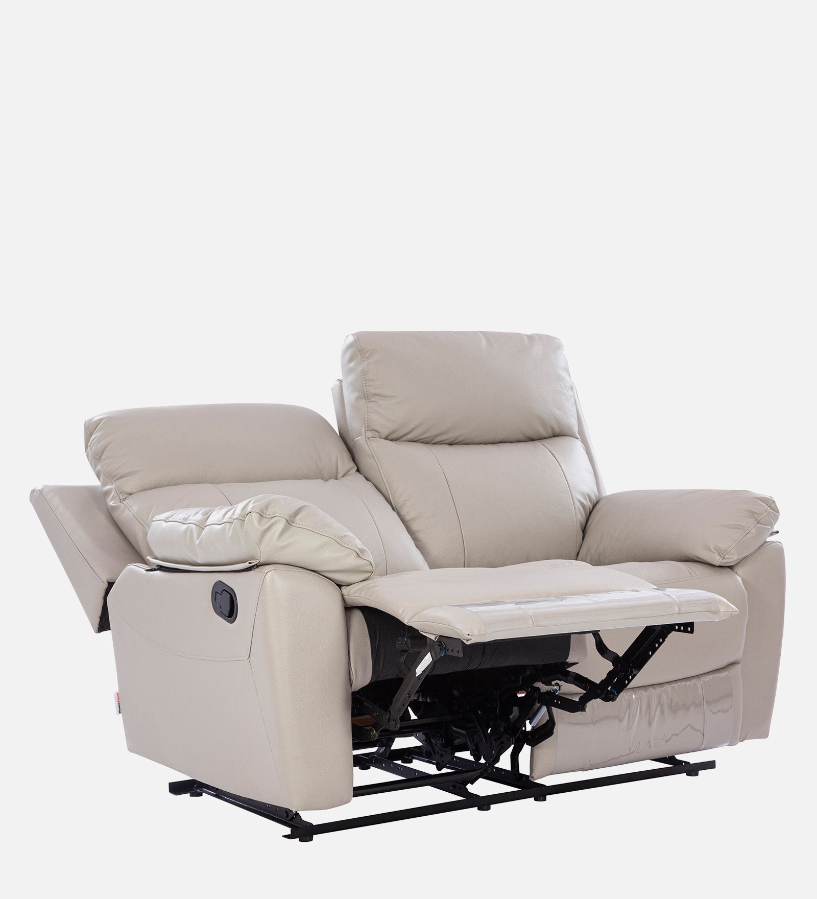 Quantum Half Leather Two Seater Recliner in Light Grey Colour